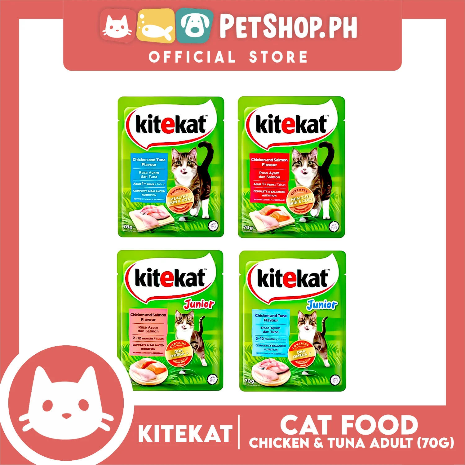 Kitekat Wet Cat Food in Pouch for Adult 70g (Chicken and Tuna) - Image 5