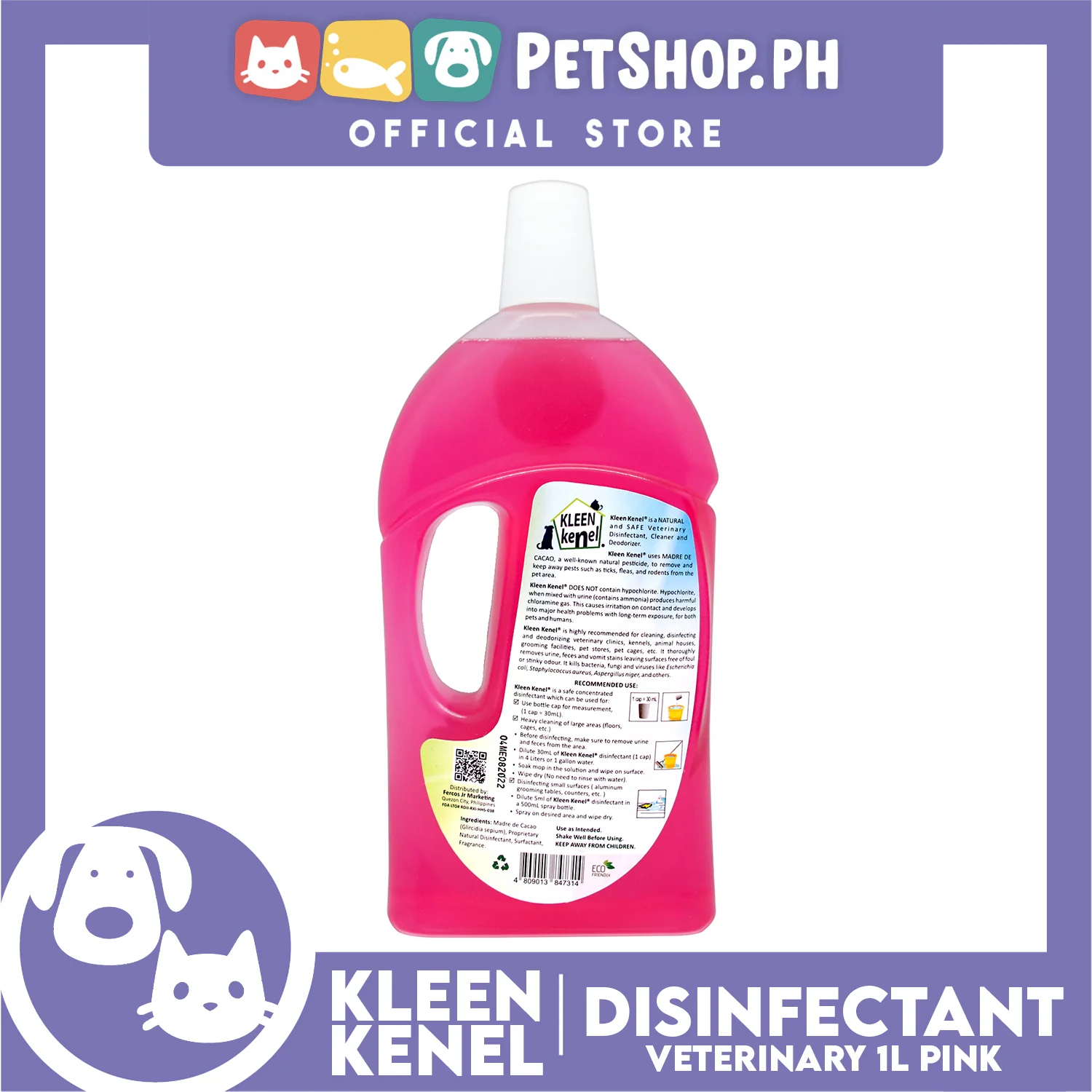 Kleen Kenel Pet Disinfectant Deodorizer Cleaner With Madre De Cacao 1 Liter (Floral Boom Scent) - Image 3