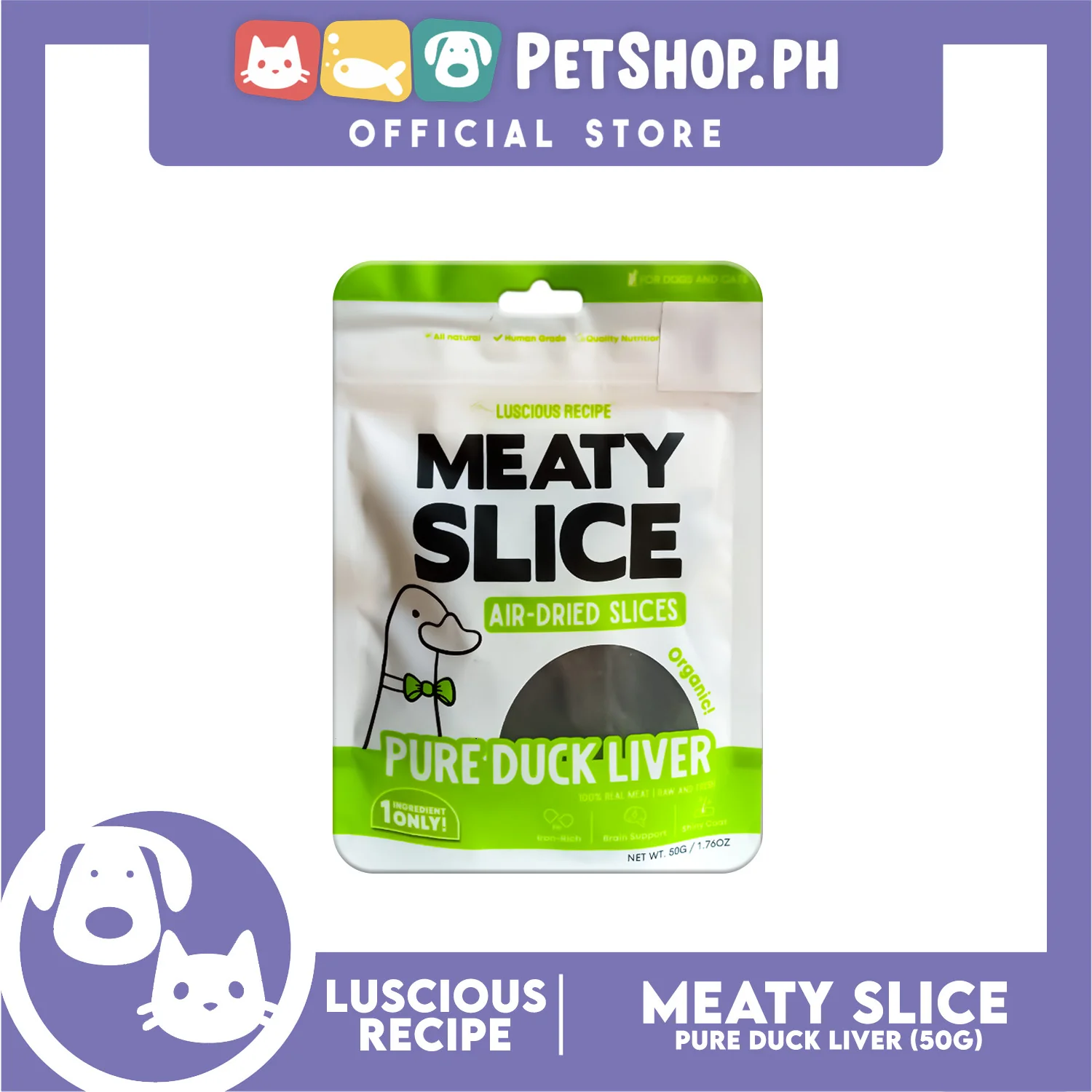 Luscious Recipe All Natural Barf Air Dried Slice Duck Liver Pet Treats 50g - Image 2