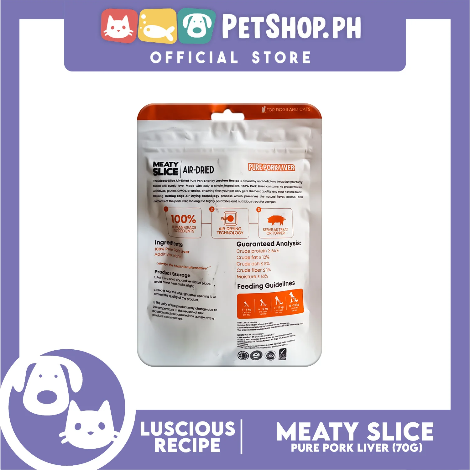 Luscious Recipe Meaty Slice Air Dried Slice (Pure Pork Liver) Pet Treats 70g - Image 3