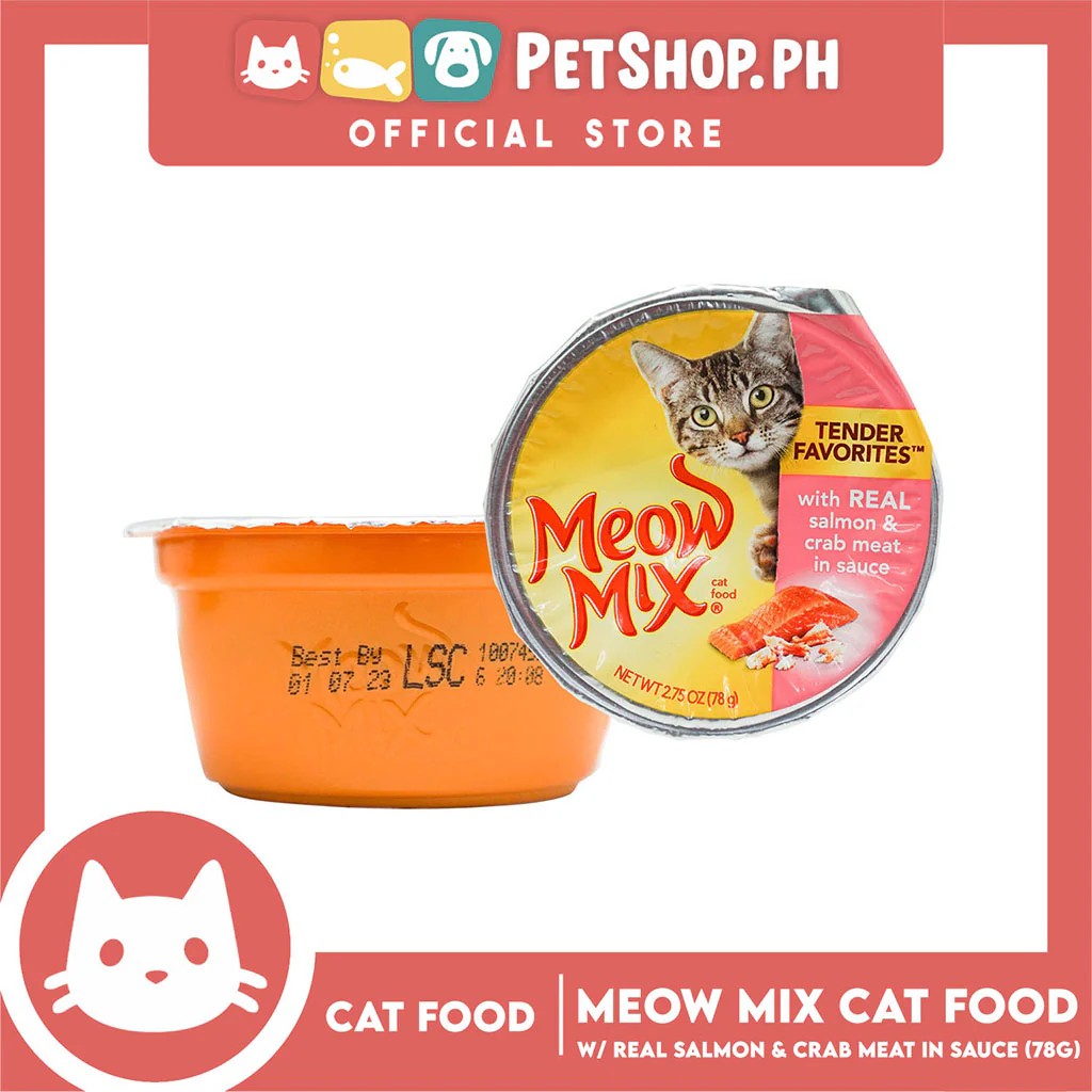 Meow Mix Tender Favorites with Real Salmon and Crab Meat in Sauce 78g for Cat Food - Image 3