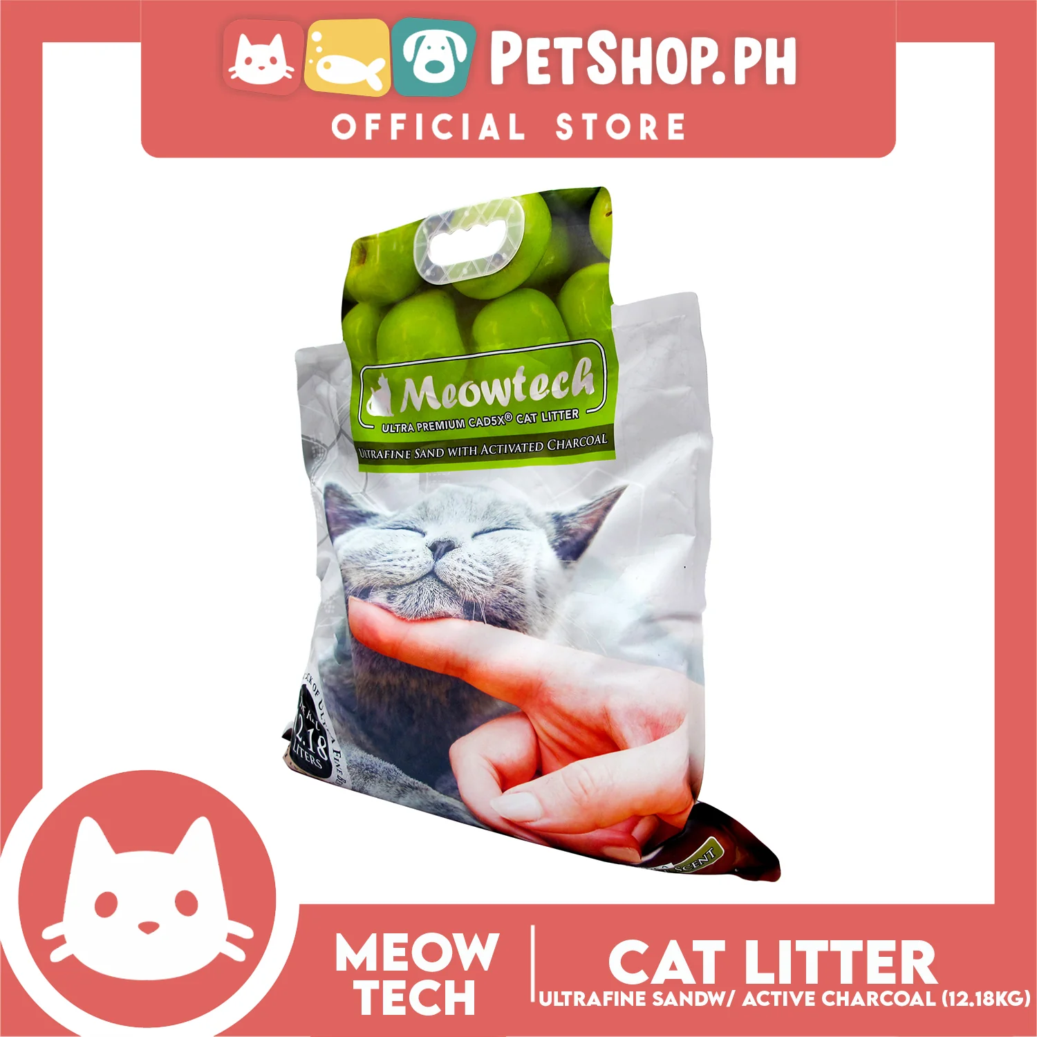 Meowtech Ultra Premium Cat Litter 12.18L (Green Apple Scent) Ultra-Fine Sand with Activated Charcoal - Image 3