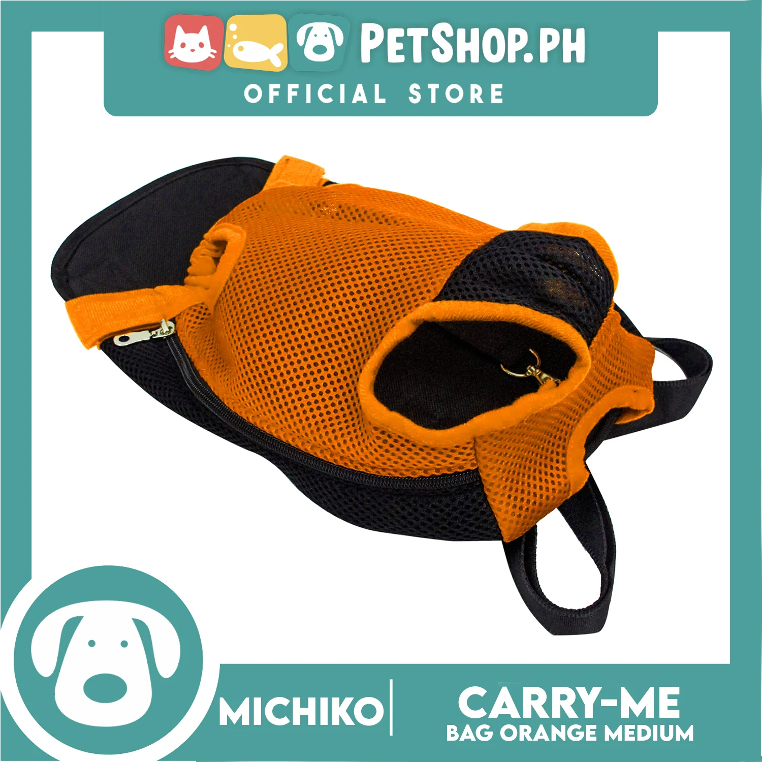 Michiko Carry Me Pet Bag Carrier Orange Medium - Image 2