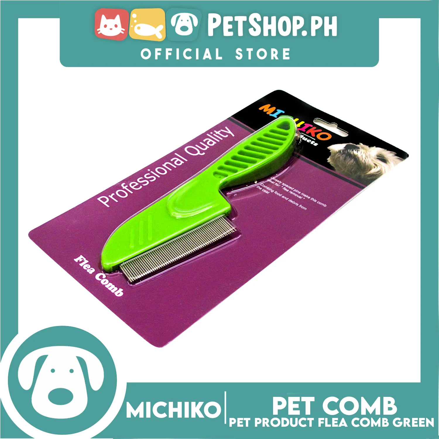 Michiko Flea Pet Comb (Green) - Image 3
