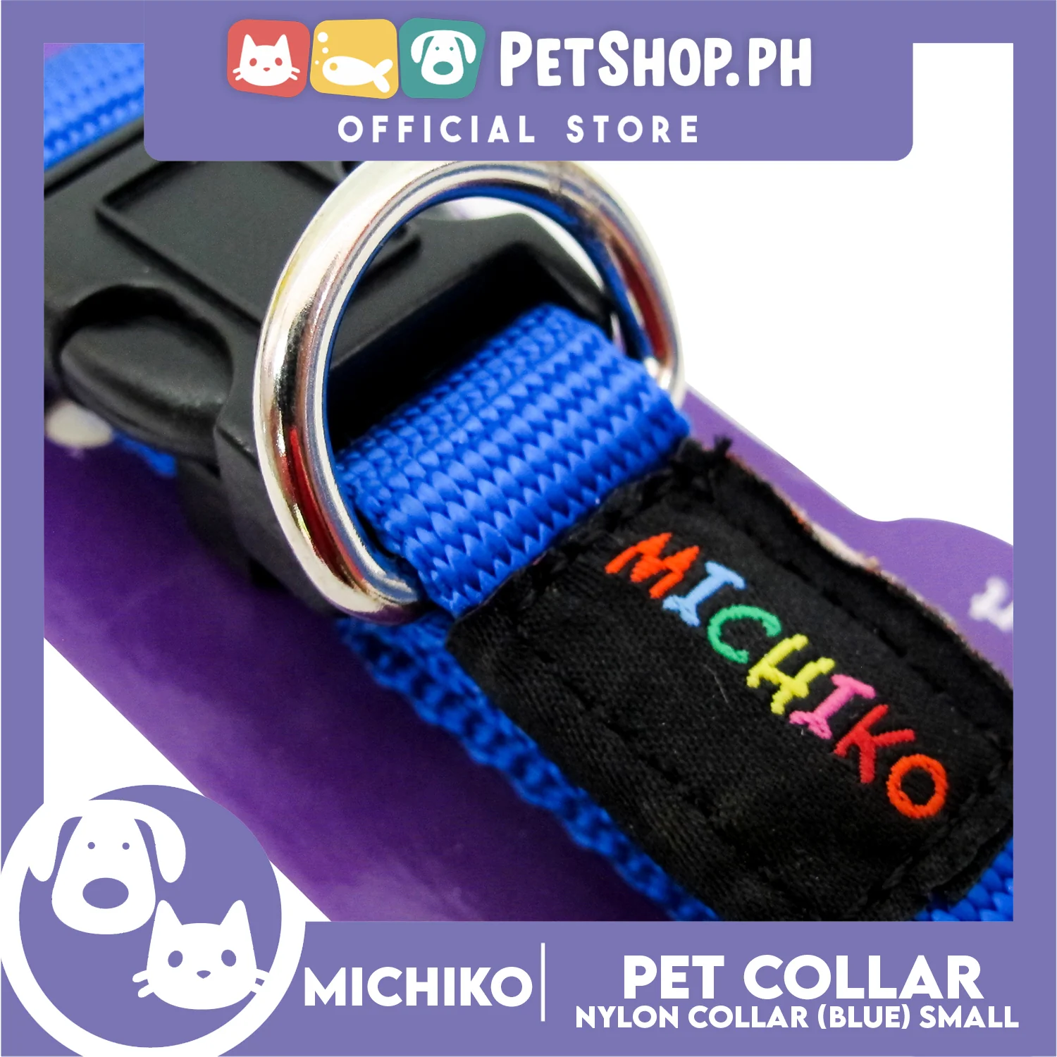 Michiko Nylon Collar Blue (Small) Pet Collar - Image 3