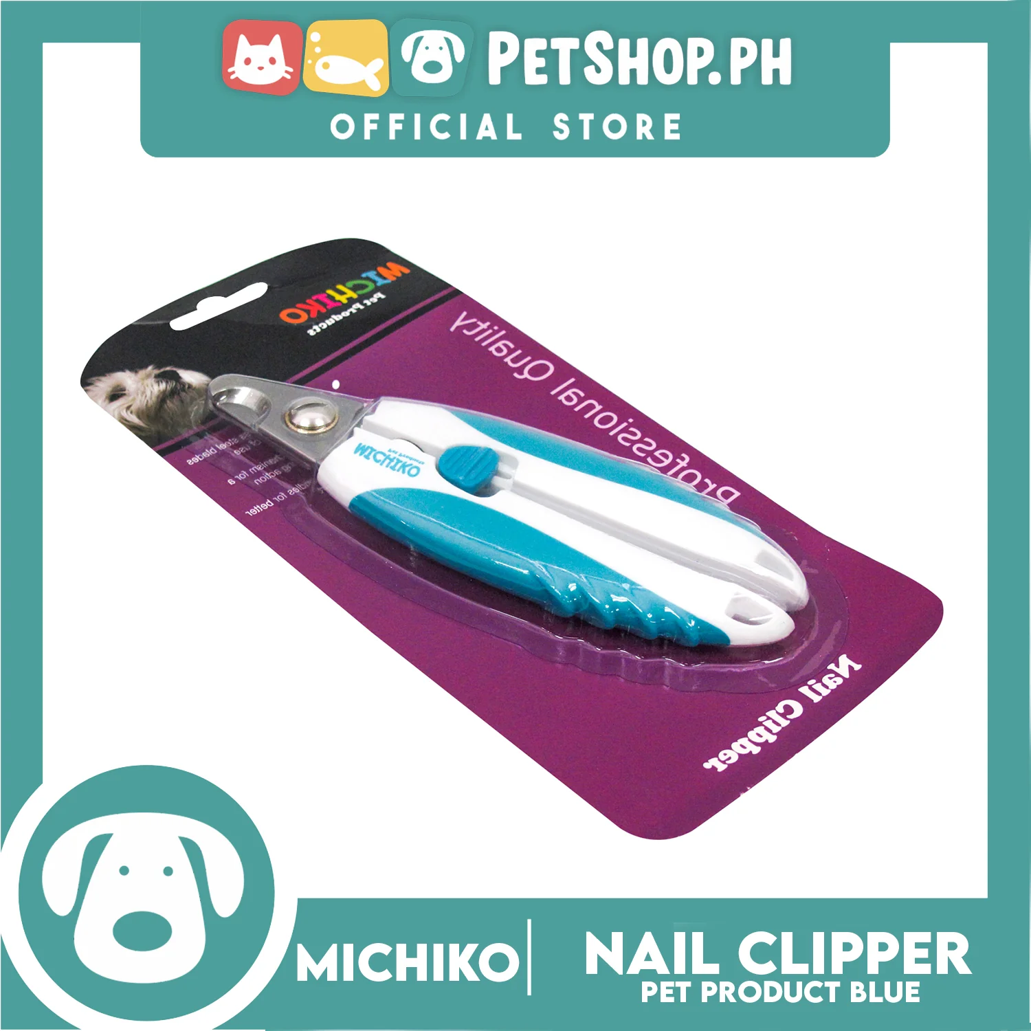 Michiko Premium Pet Nail Clipper Large (Blue) Trimming Nails Grooming For Small Breed Dogs And Cats - Image 2
