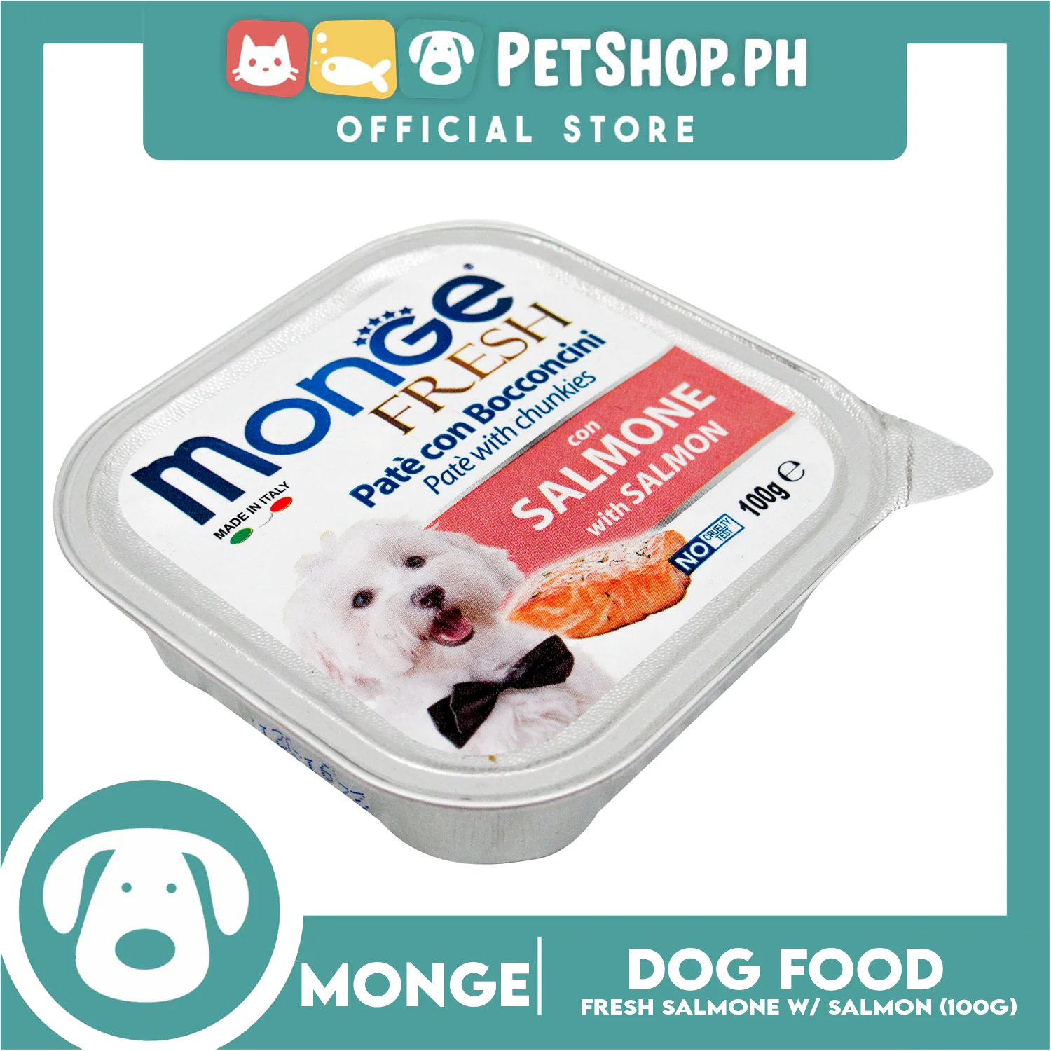 Monge Fresh Pate And Chunkies 100g (Salmone With Salmon) Dog Wet Food - Image 2