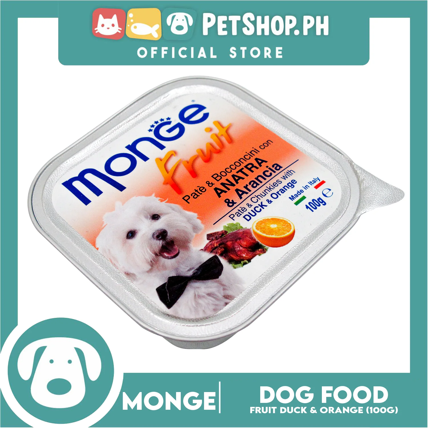 Monge Fruit Pate And Chunkies 100g (Duck And Orange) Dog Wet Food - Image 2