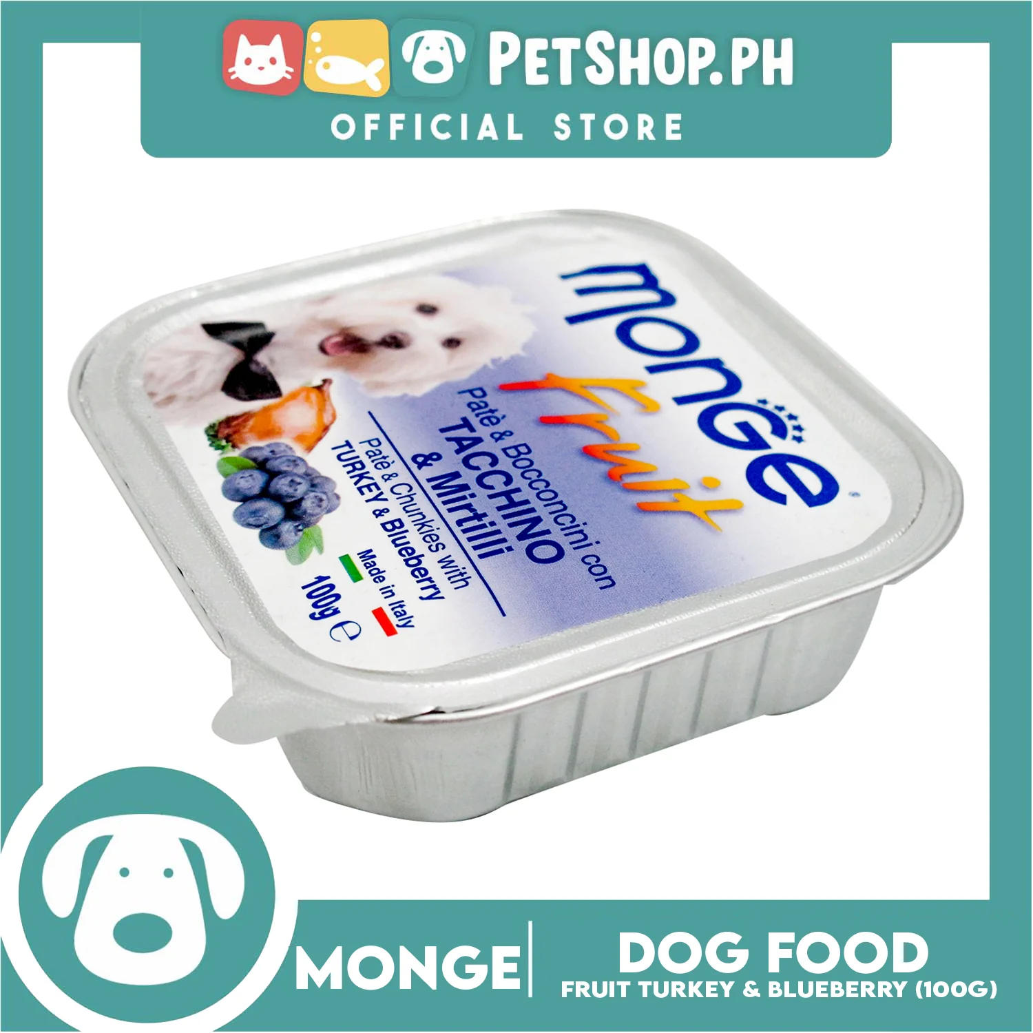 Monge Fruit Pate And Chunkies 100g (Turkey And Blueberry) Dog Wet Food - Image 2