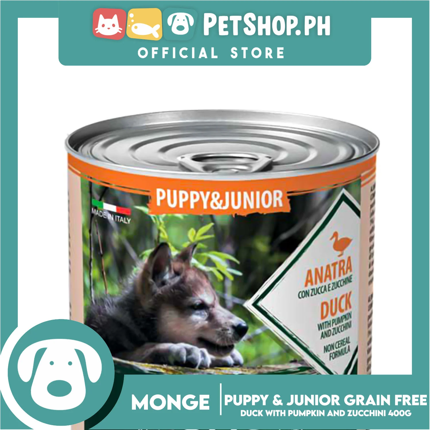 Monge Natural Superpremium BWild Feed The Instinct, Grain Free Wet Dog Food For Puppy And Junior 400g (Anatra, Duck) Chunks Irregular Cut In Gravy, Dog Canned Food - Image 4