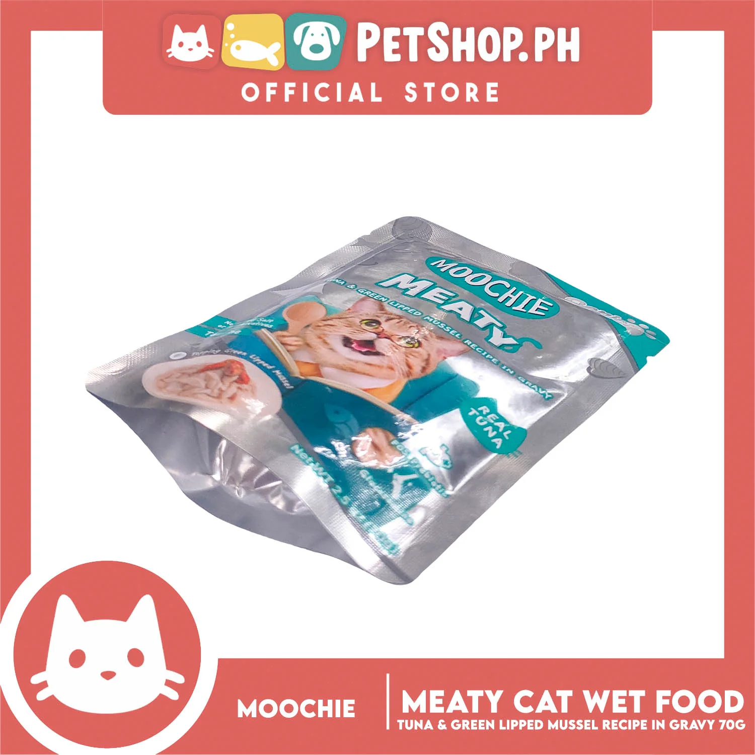 Moochie Cat Wet Food Meaty (Tuna and Green Lipped Mussel Recipe in Gravy) Senior Cats 70g - Image 3