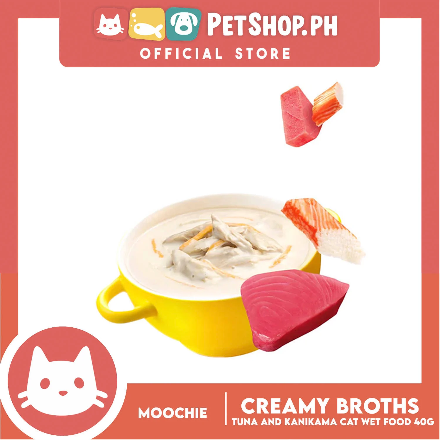 Moochie Creamy Broths, Cat Wet Food 40g (With Tuna and Kanikama) - Image 4