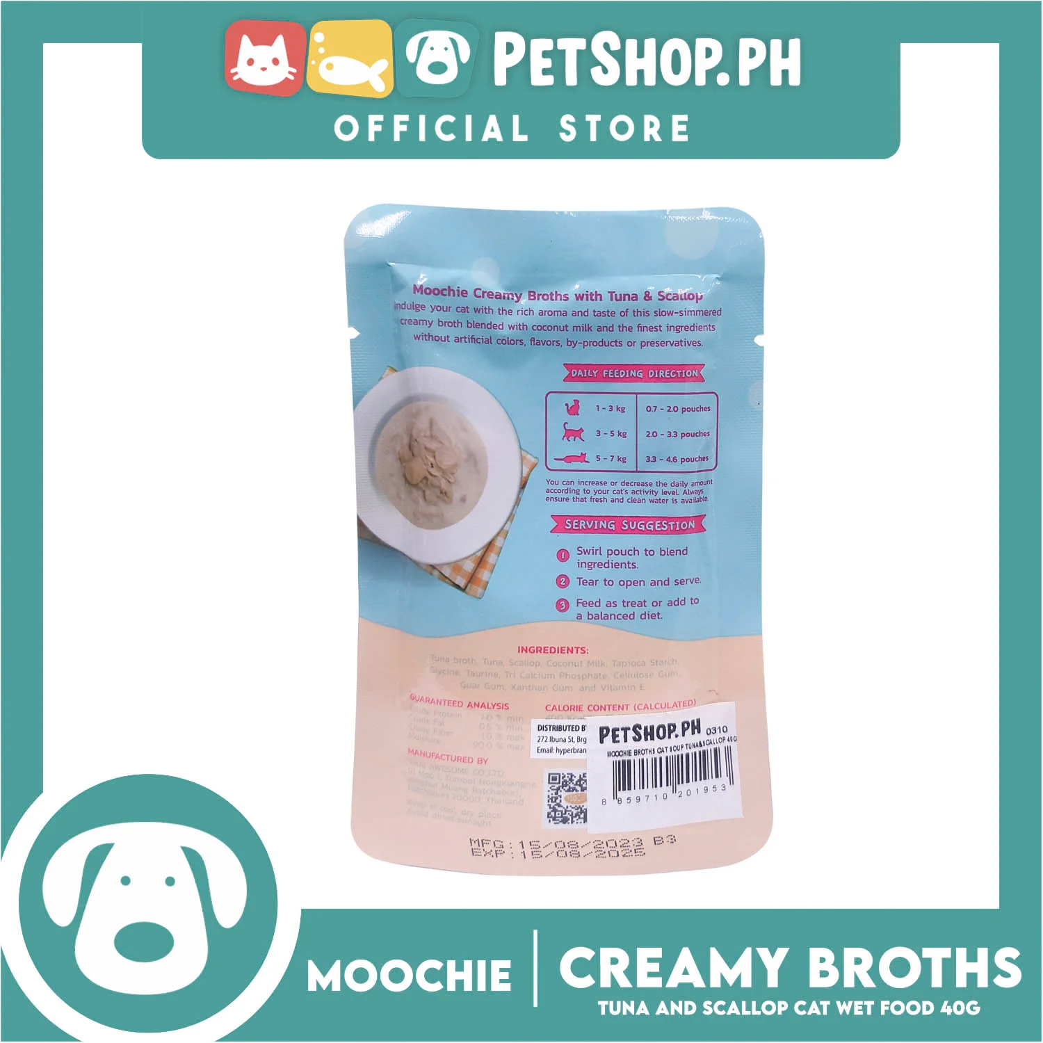 Moochie Creamy Broths With Tuna and Scallop Cat Wet Food 40g - Image 3