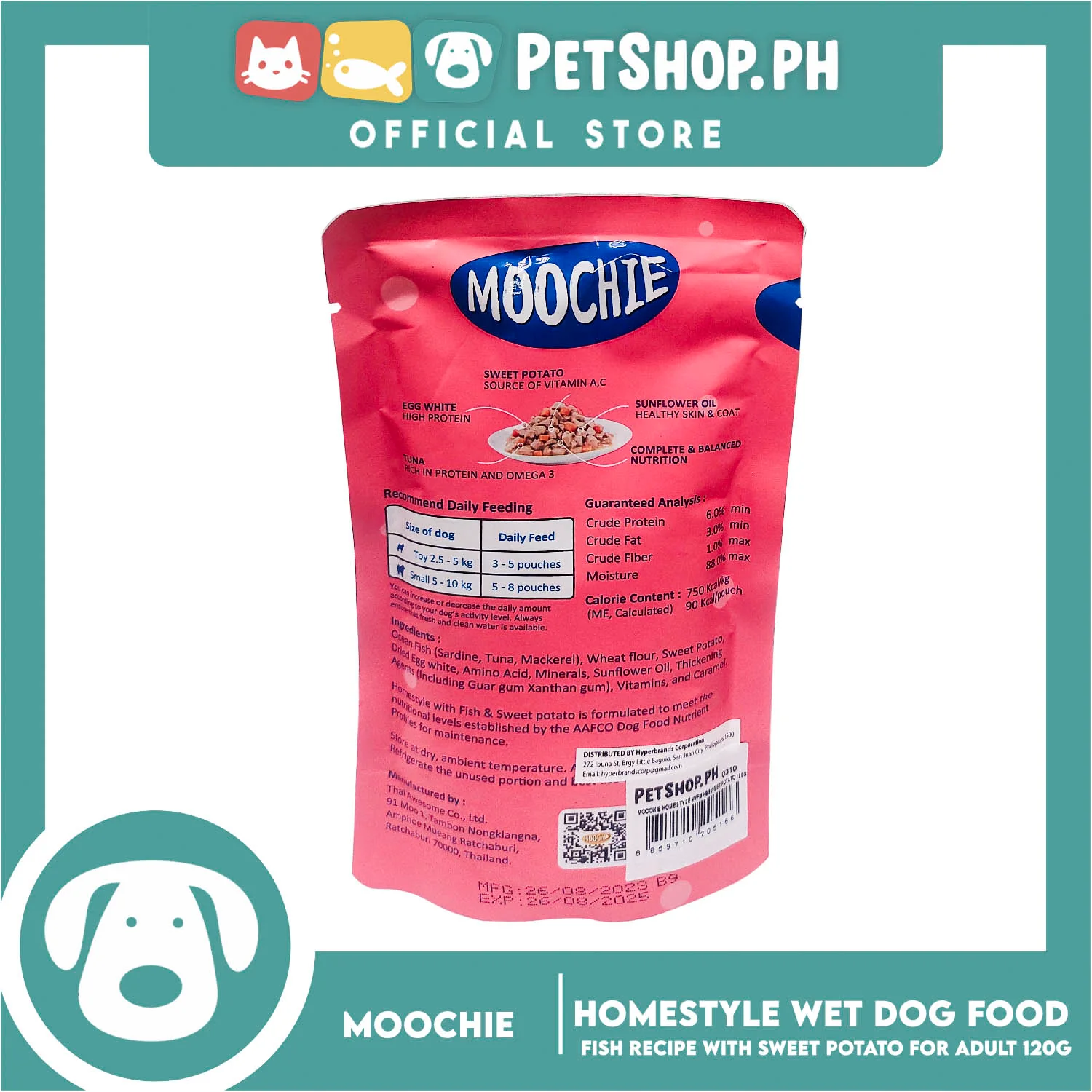 Moochie Dog Wet Food for Adult 120g (Homestyle with Fish and Sweet Potato) - Image 3