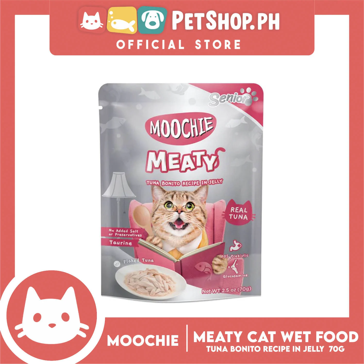 Moochie Meaty Cat Wet Food Tuna Bonito Recipe in Jelly for Senior 70g - Image 3