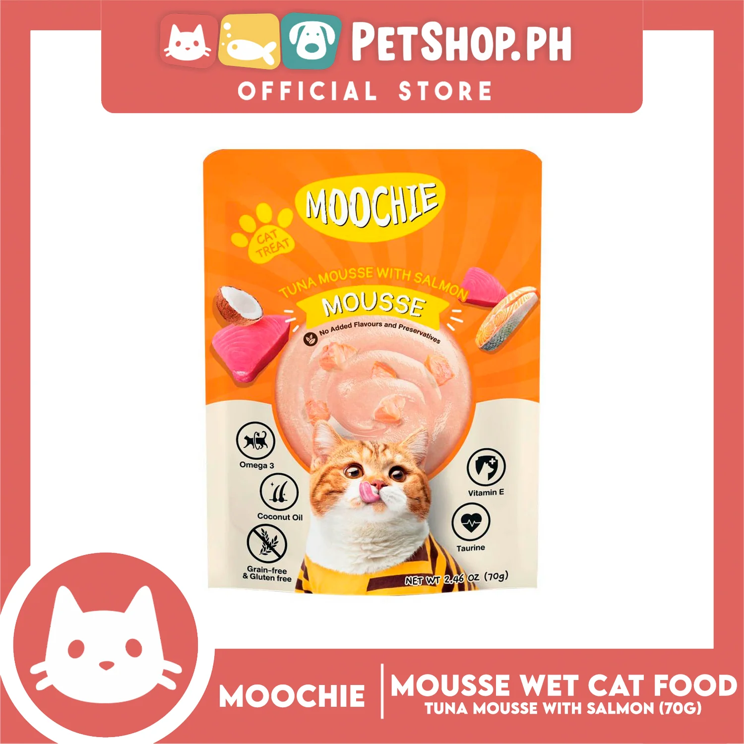 Moochie Mousse Cat Wet Food Cat Treat (Tuna Mousse with Salmon) 70g - Image 4