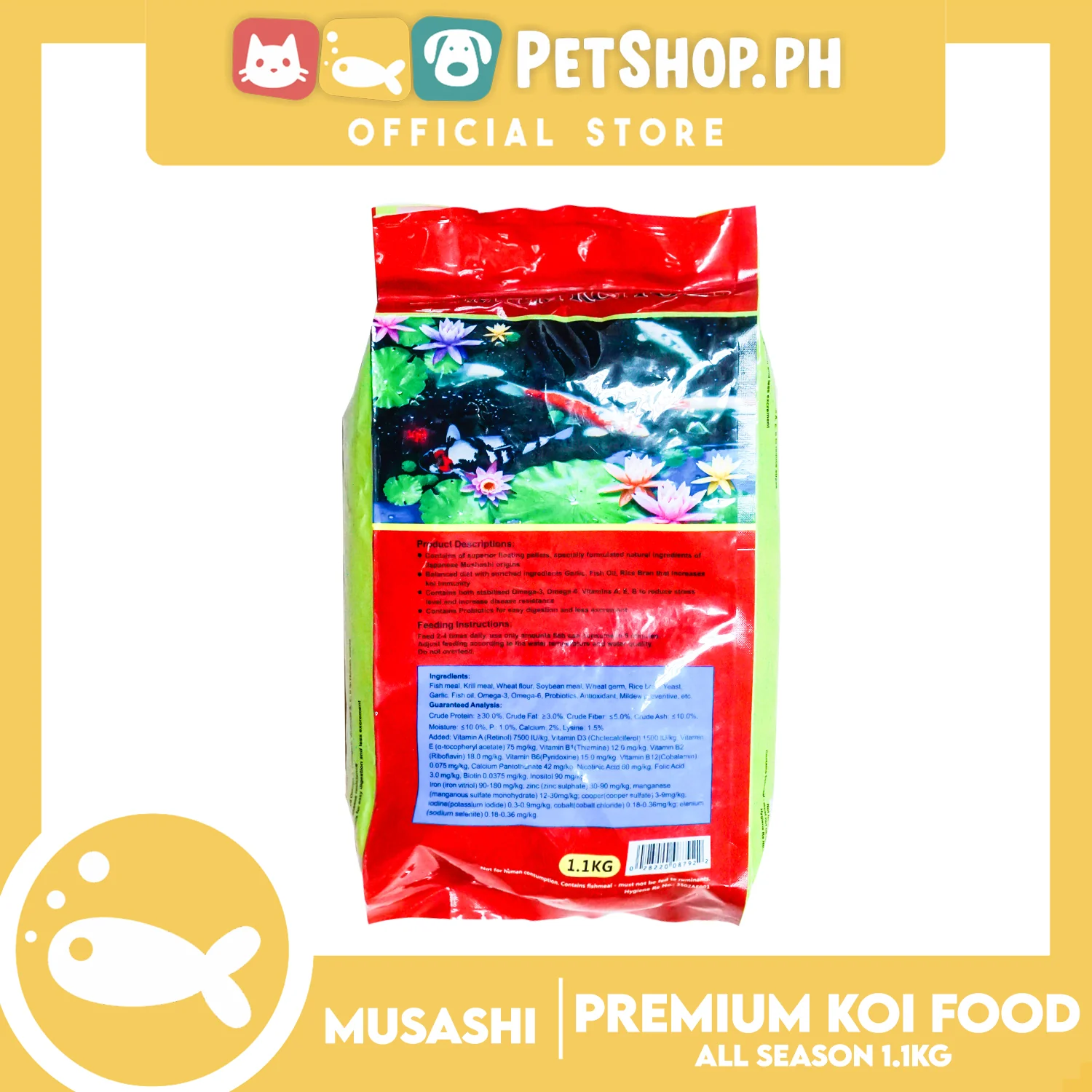 Musashi Koi Premium Koi Food 1.1kg (Healthy Natural Growth) Contains Superior Floating Pellets, Fish Food - Image 2