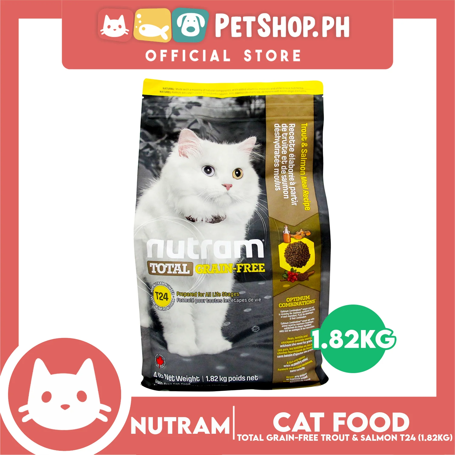 Nutram T24 Total Grain-Free Trout and Salmon Meal Recipe Cat Food - Image 4