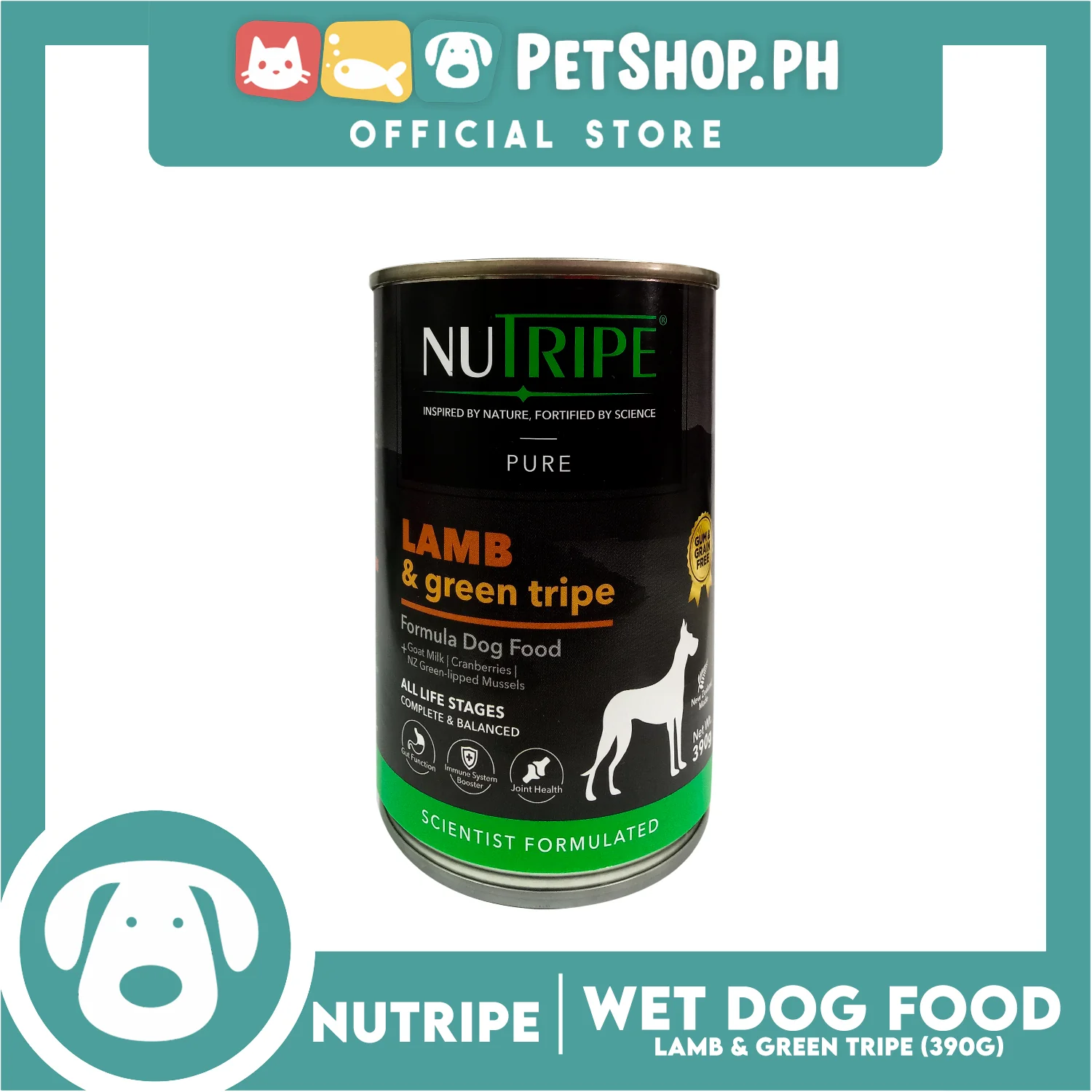 Nutripe Lamb and Green Tripe Pure (Gum-free) 390g Dog Wet Food for All Life Stages - Image 3