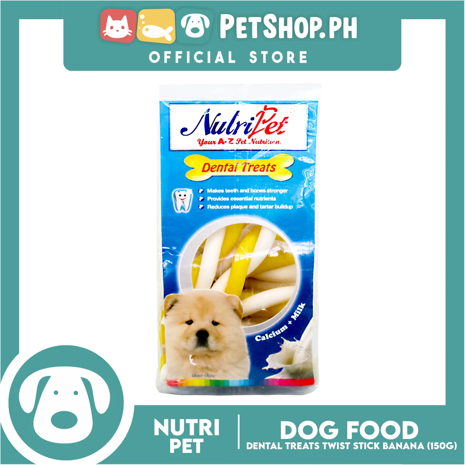 Nutripet Dental Treats Twist Sticks Banana and Milk Dog Treats - (529)