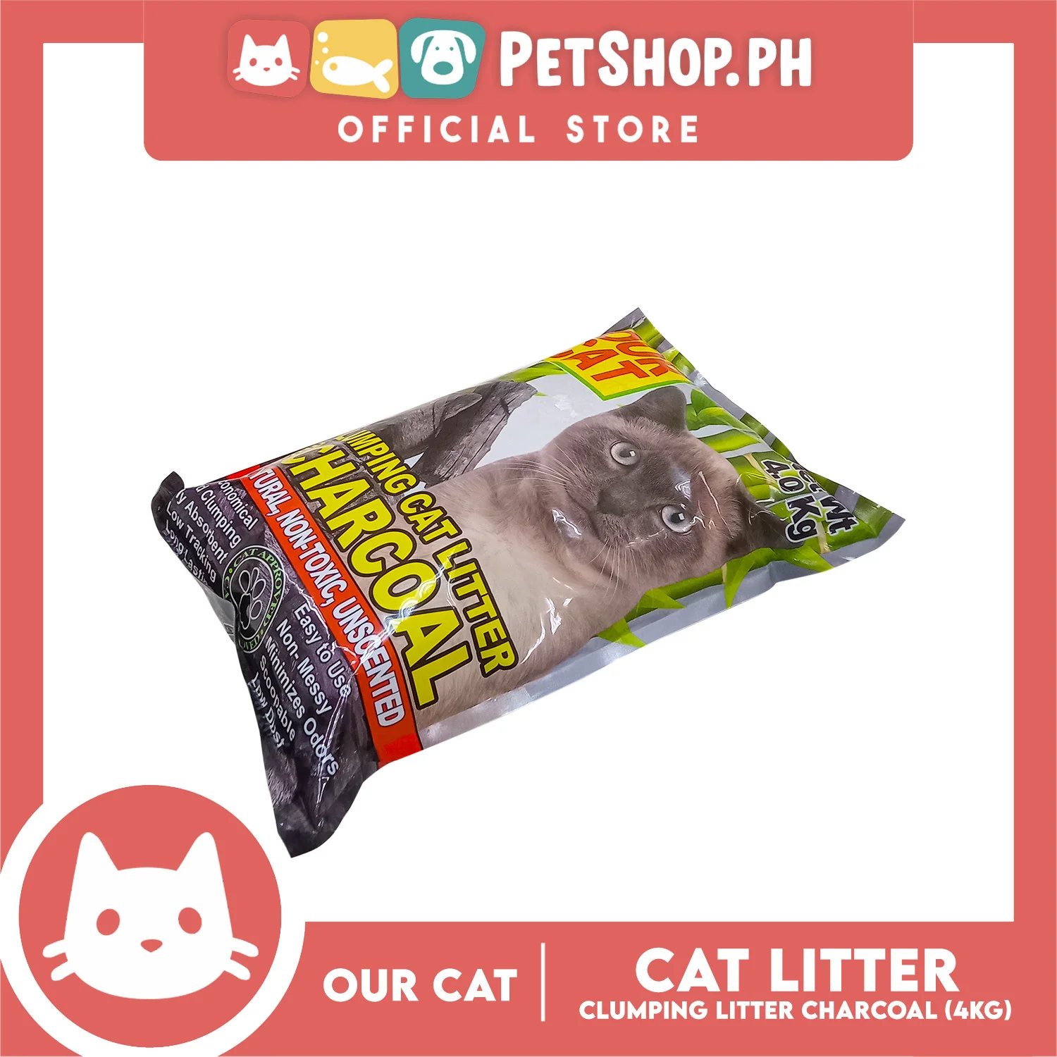 Our Cat Clumping Cat Litter Charcoal 4kg - Image 5