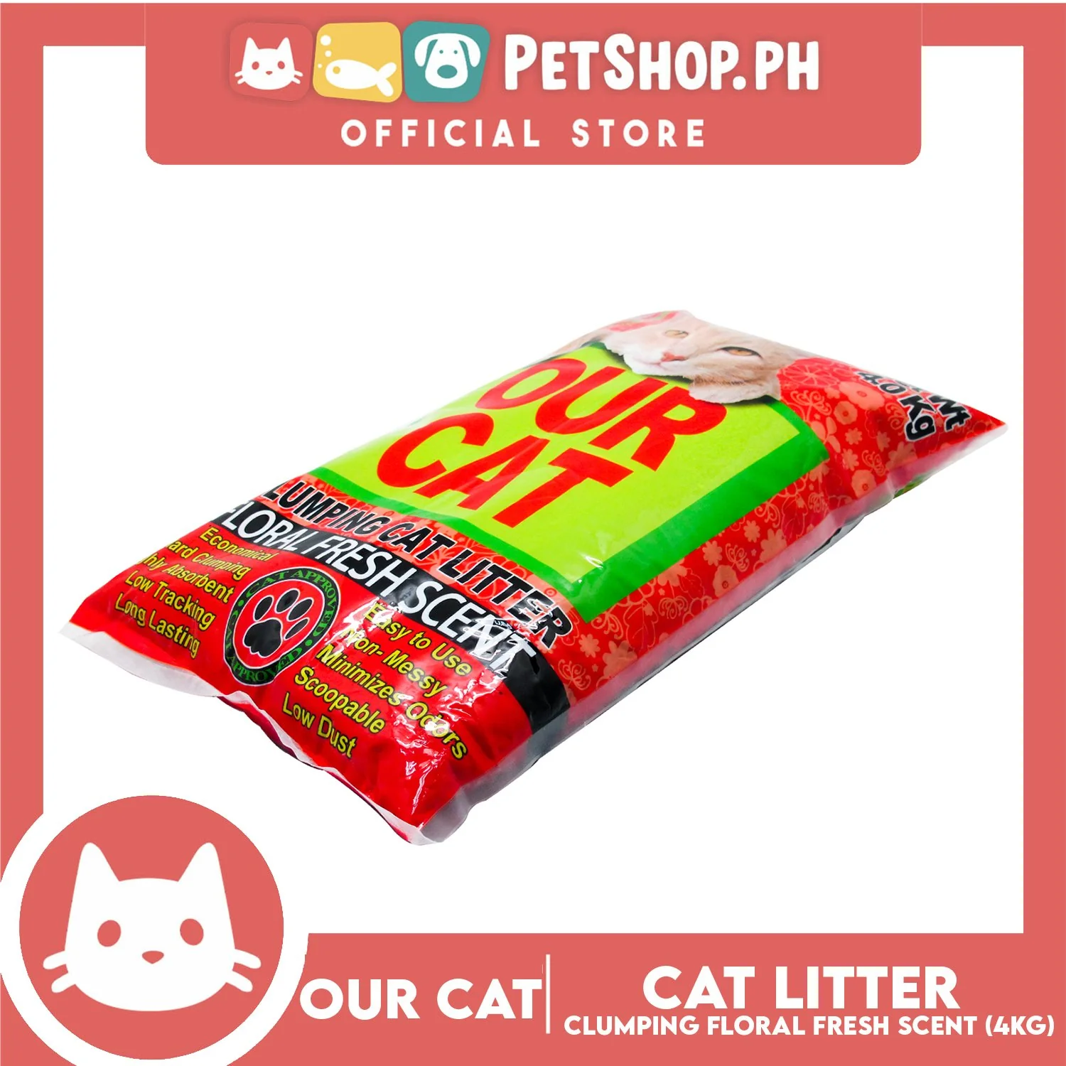 Our Cat Clumping Cat Litter Floral Fresh Scent 4kg - Image 3