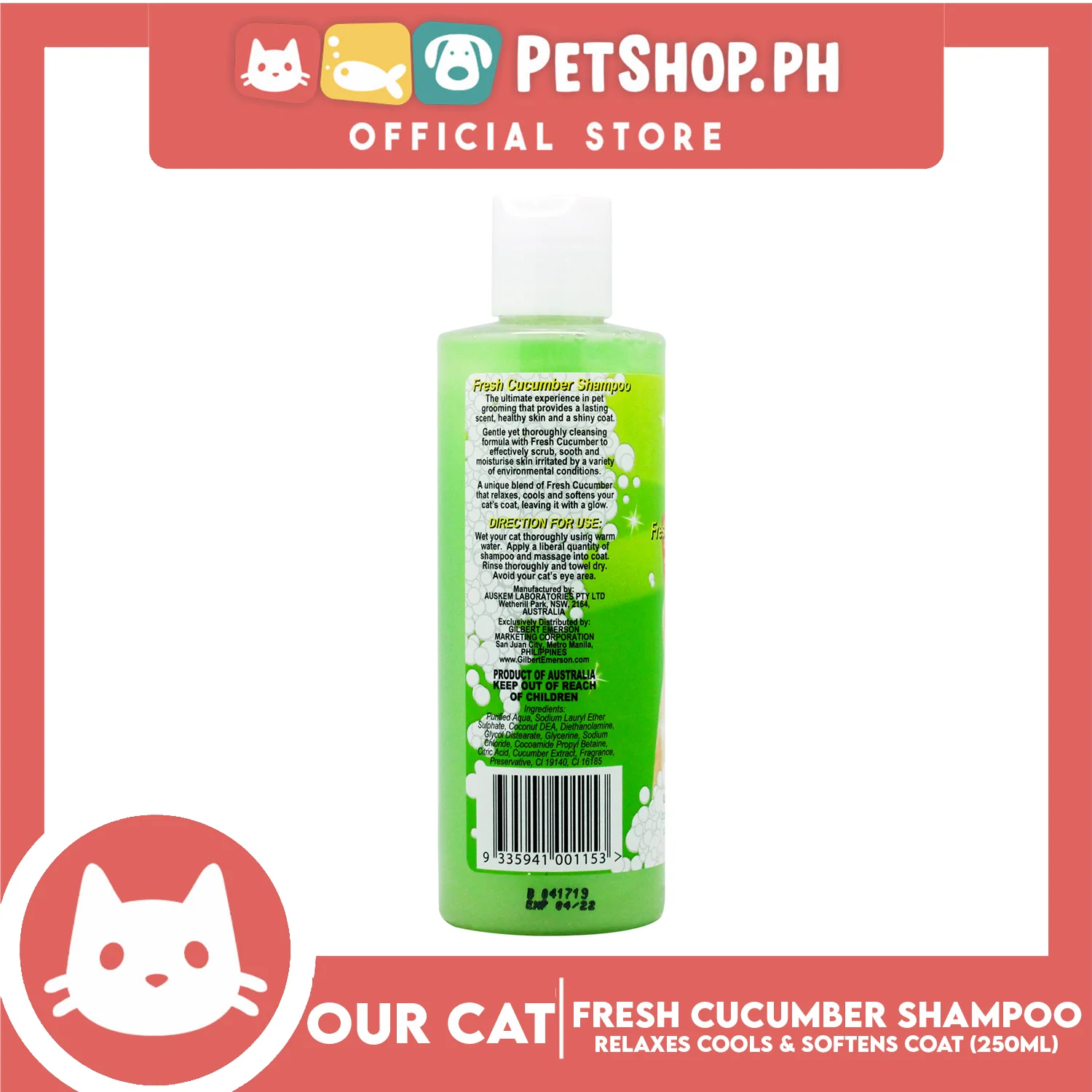 Our Cat Fresh Cucumber Shampoo 250mL - Image 3