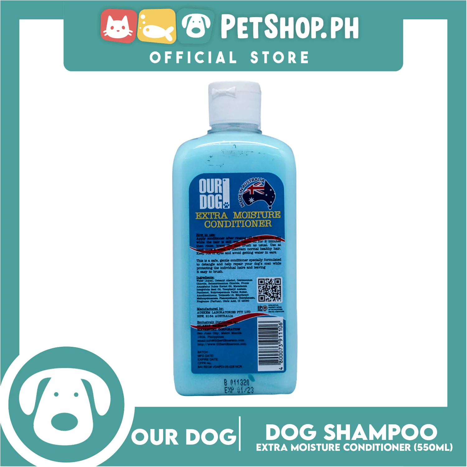 Our Dog Extra Moisture Conditioner, Baby Blue Scent 550ml Dog Grooming - Image 3