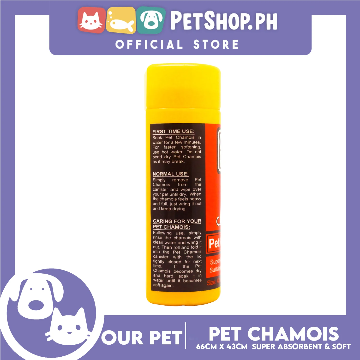 Our Pet Chamois Drying Towel 26x17'' (Large) Super Absorbent and Soft Towel for Pets - Image 3