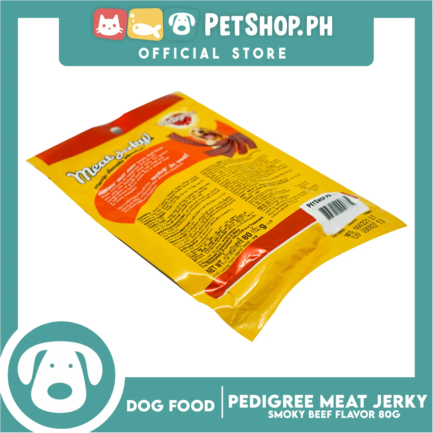 Pedigree Meat Jerky Smokey Beef Flavor 80g Dog Treats, Soft Chew - Image 4
