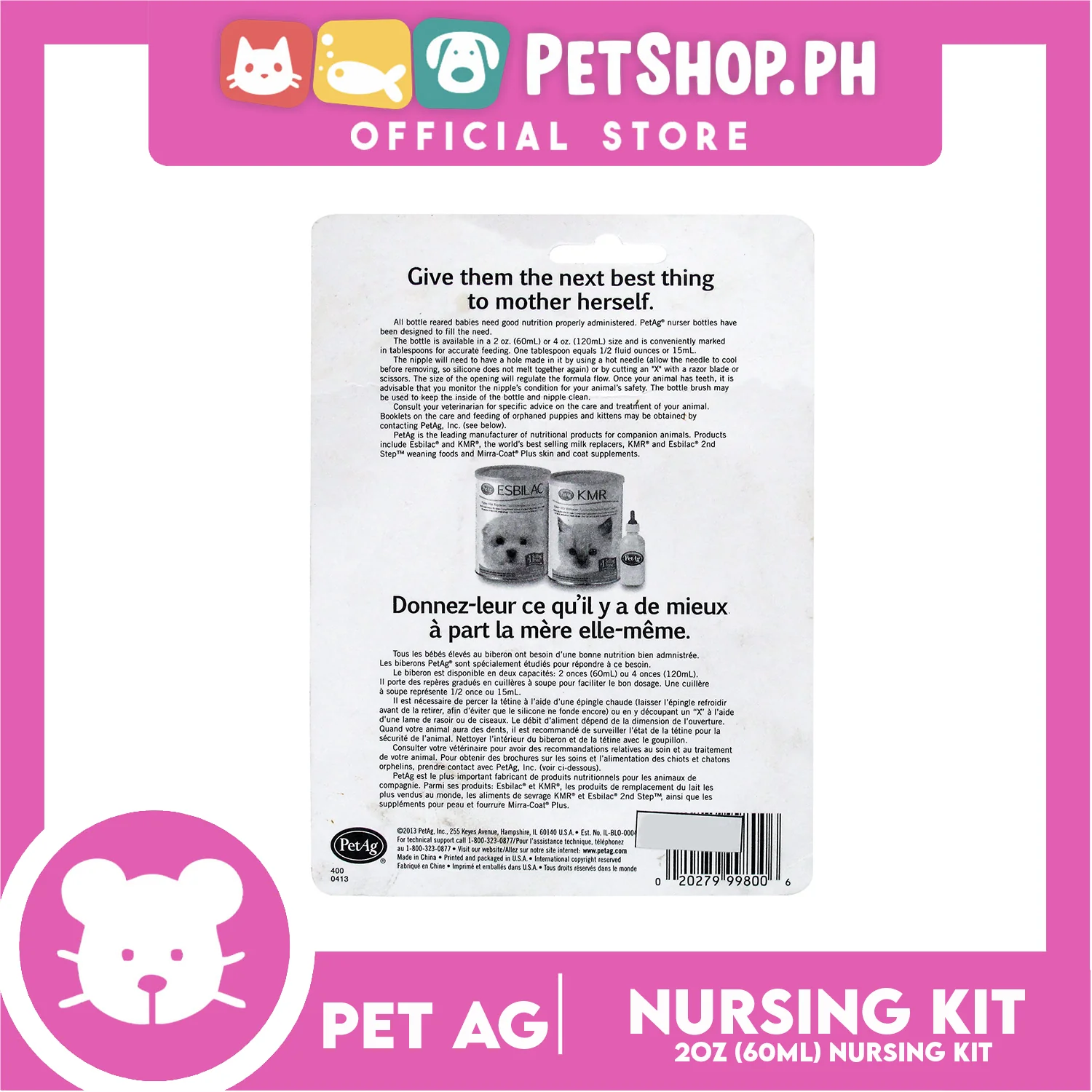Pet Ag Nursing Kit 60ml Promote The Natural Feeding of Esbilac - Image 3