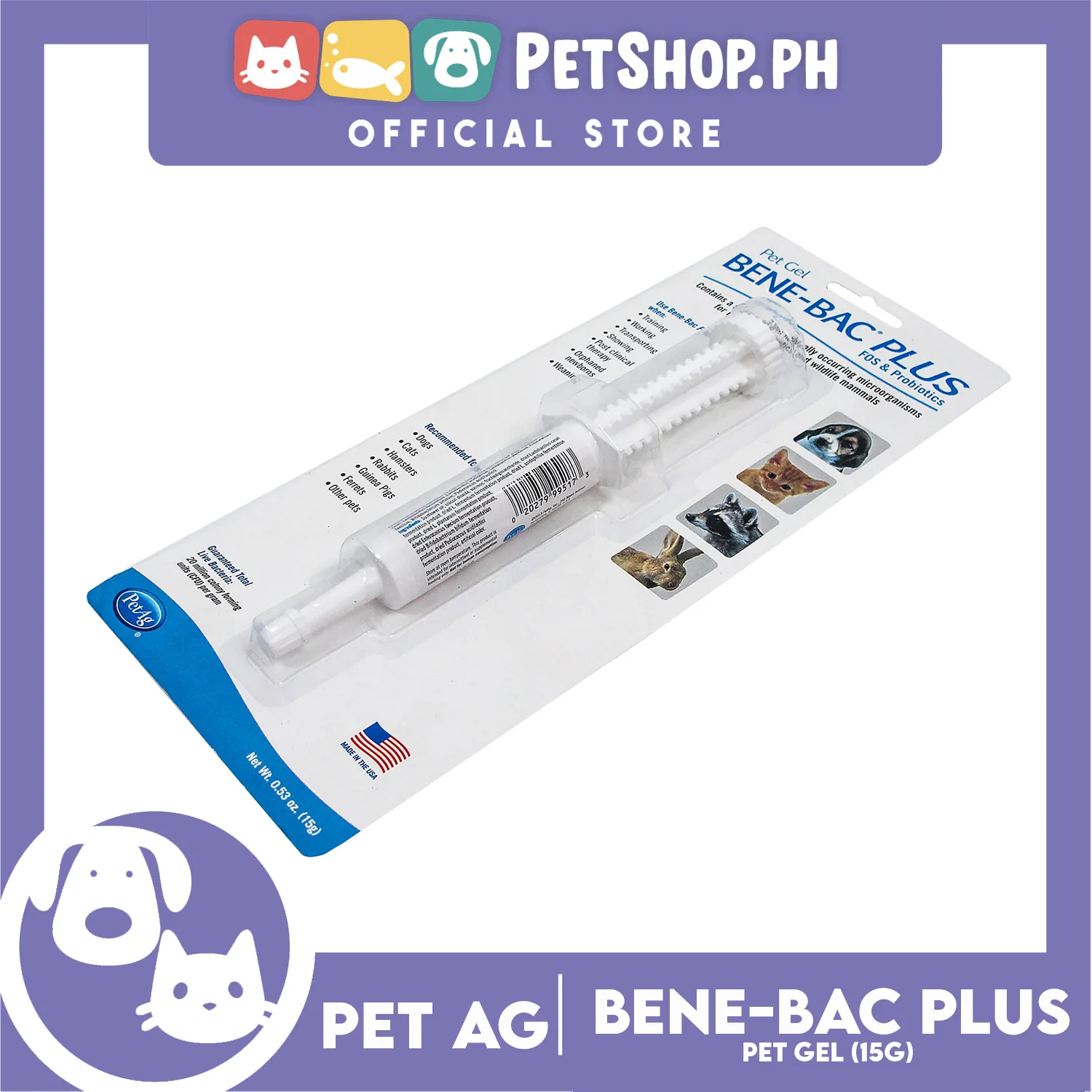 Pet Ag Pet Gel Bene-Bac Plus FOS and Probiotics 15g - Image 2