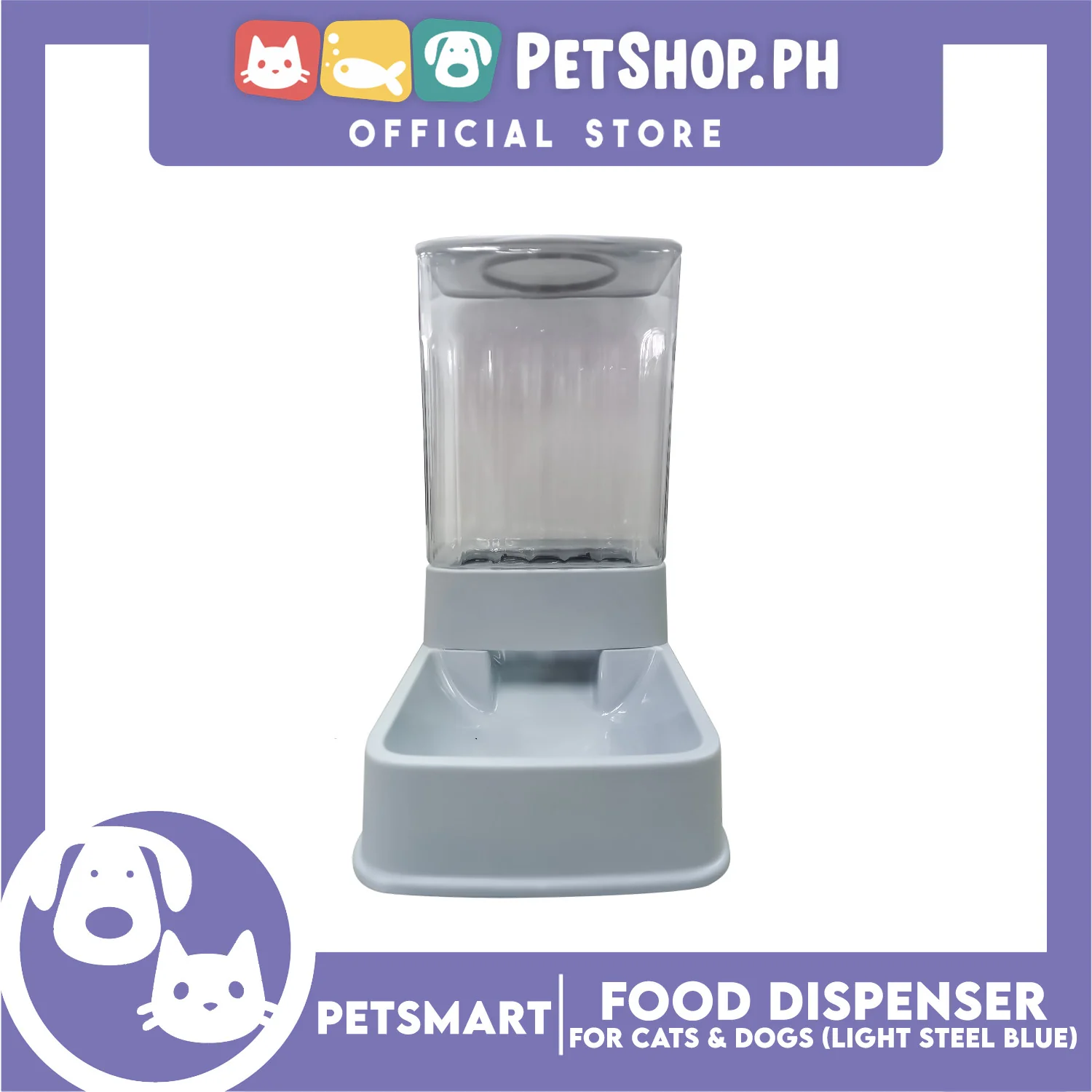 Pet Automatic Food Dispenser (Light Steel Blue) with Anti-Slip Rubber for Cats and Dogs - Image 3