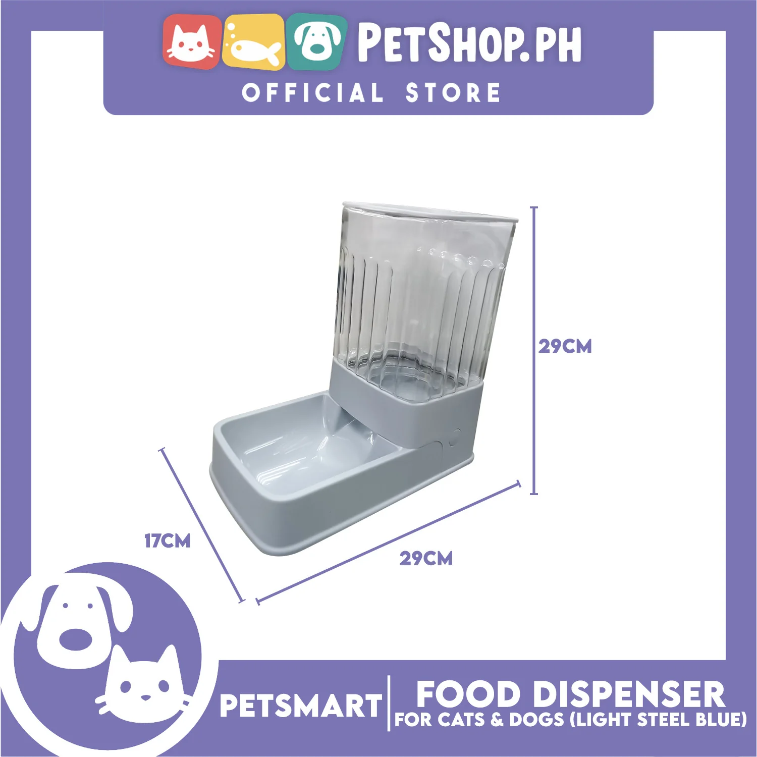 Pet Automatic Food Dispenser (Light Steel Blue) with Anti-Slip Rubber for Cats and Dogs - Image 4