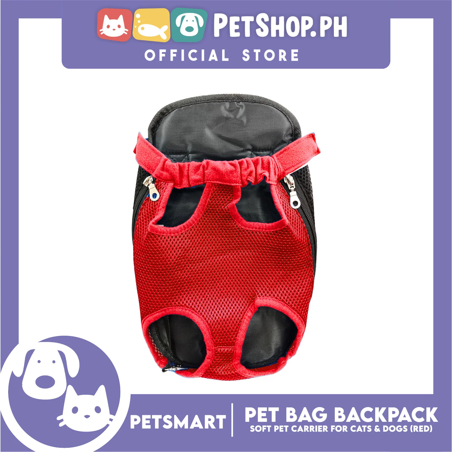 Pet Bag Backpack, Soft Pet Carrier for Cats and Dogs, Red Color (Medium) - Image 4