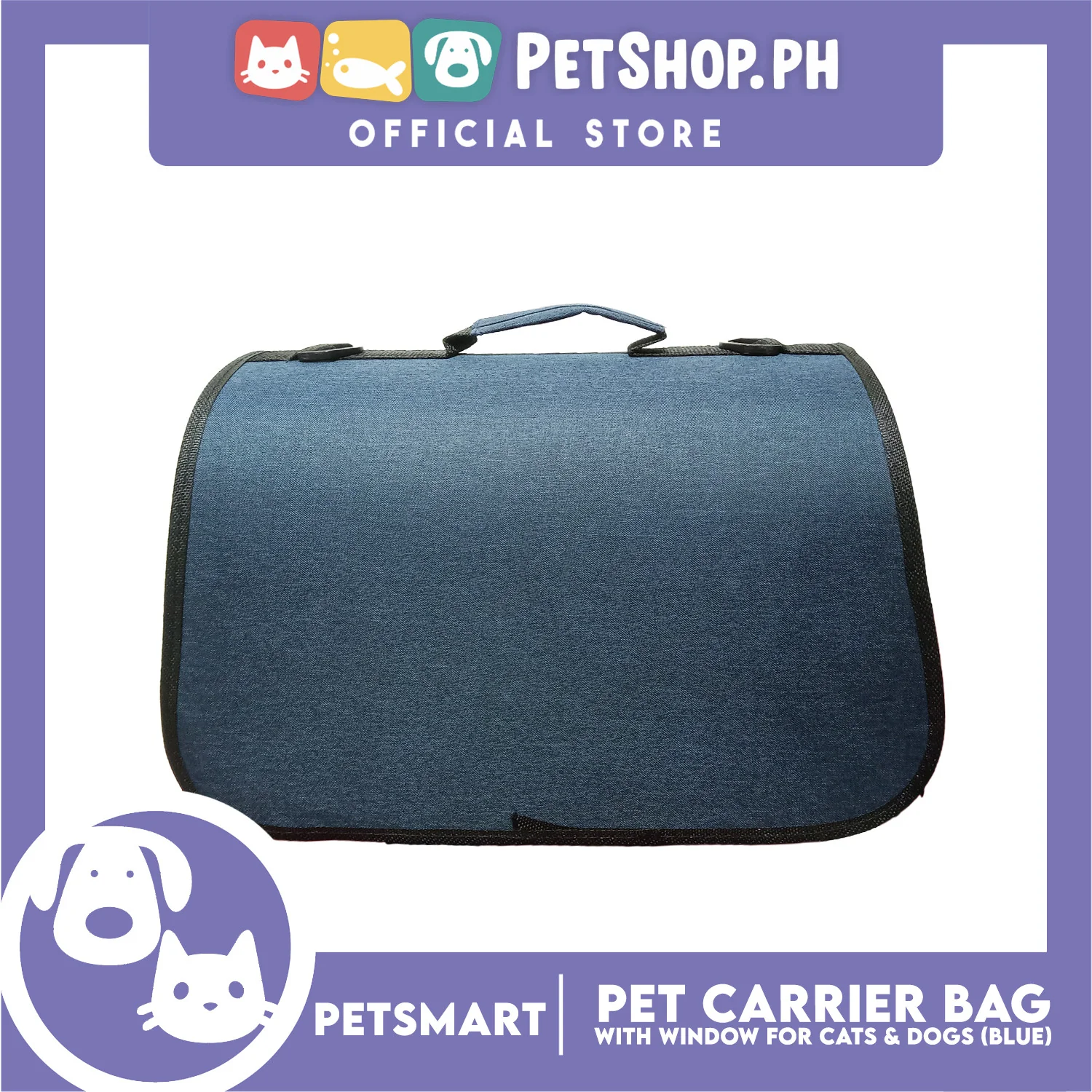 Pet Bag Carrier with Window for Cats and Dogs (Blue) 41cm x 26cm x 25cm - Image 5