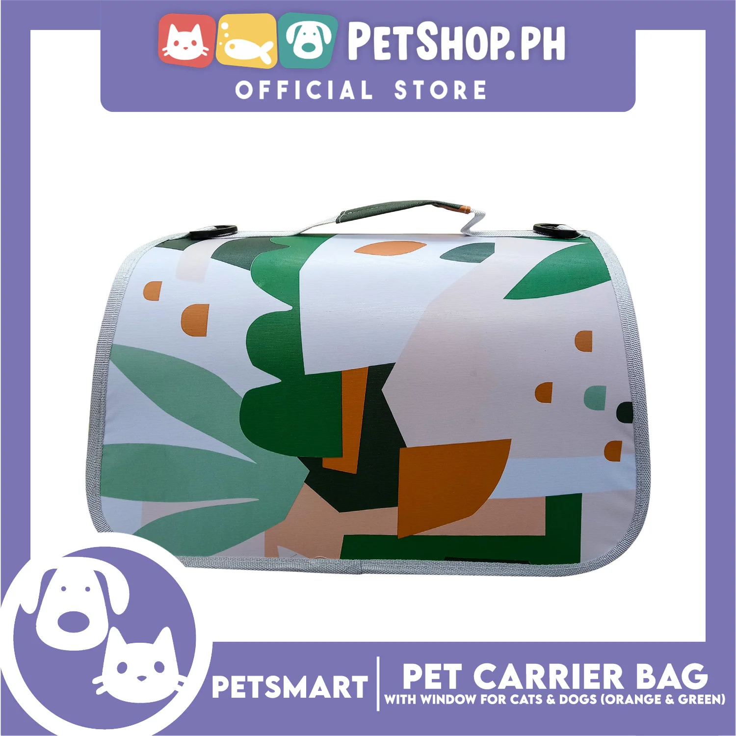 Pet Bag Carrier with Window for Cats and Dogs (Orange and Green) 40cm x 27cm x 27cm - Image 7