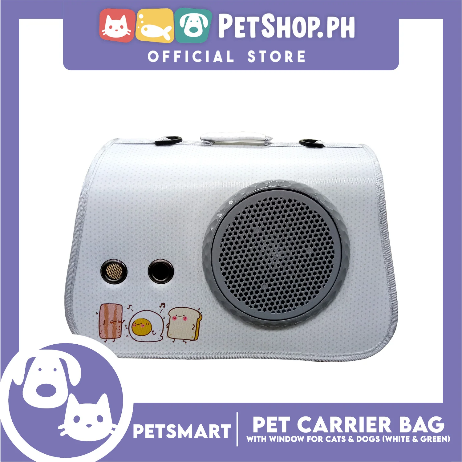 Pet Bag Carrier with Window for Cats and Dogs (White and Green) 40cm x 27cm x 27cm