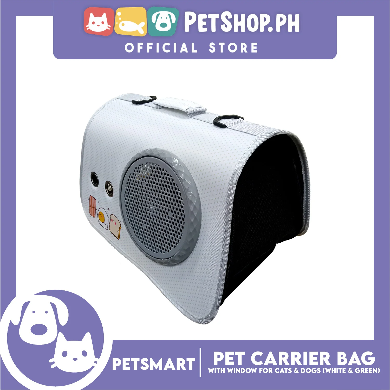 Pet Bag Carrier with Window for Cats and Dogs (White and Green) 40cm x 27cm x 27cm - Image 3