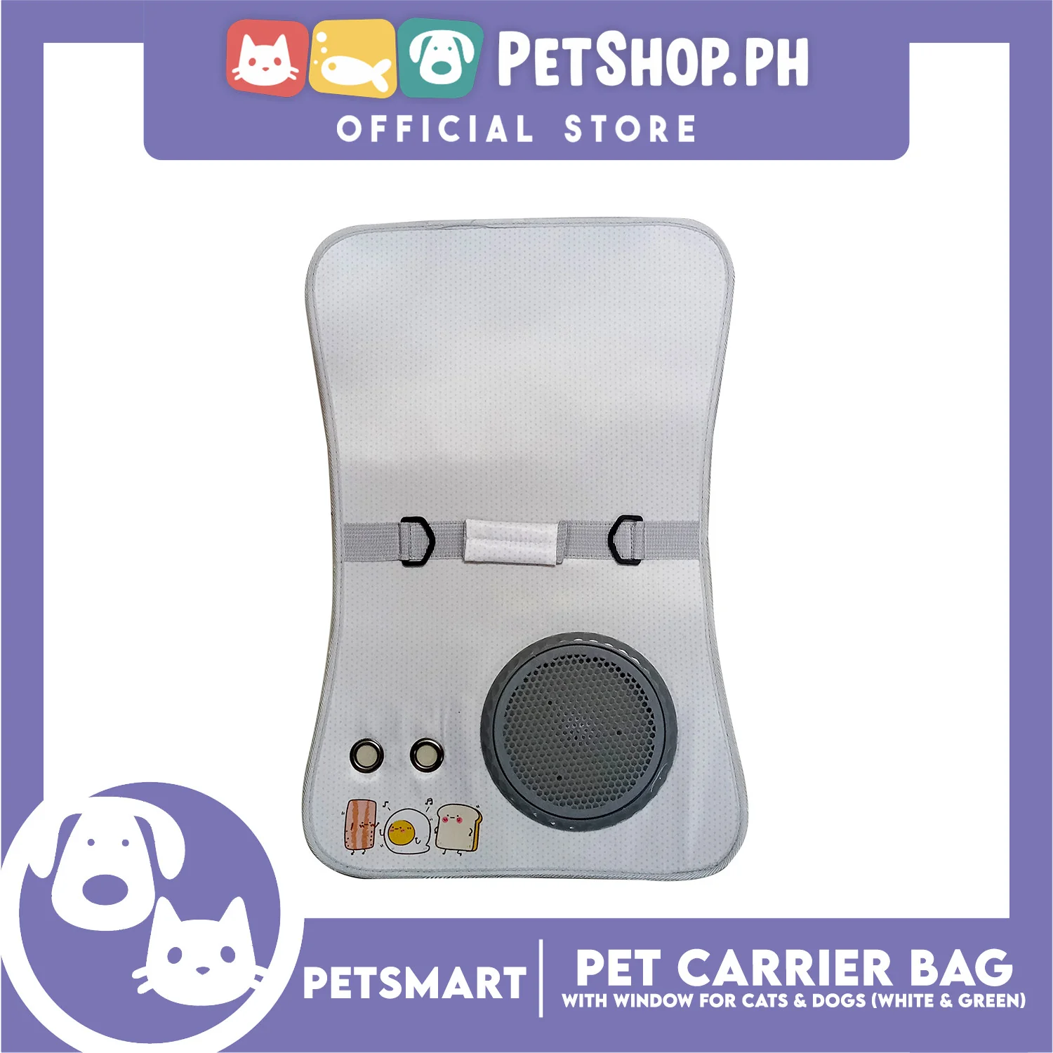 Pet Bag Carrier with Window for Cats and Dogs (White and Green) 40cm x 27cm x 27cm - Image 5