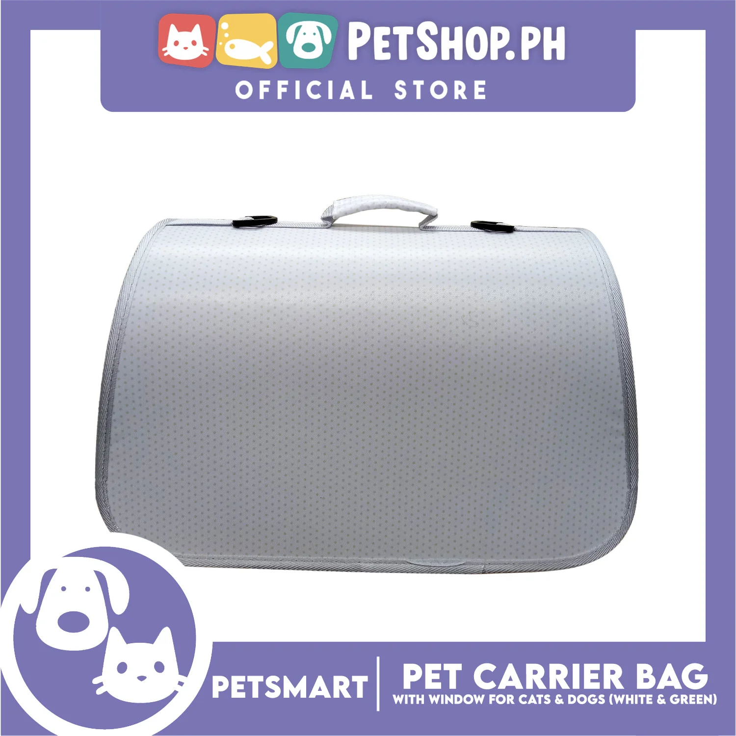 Pet Bag Carrier with Window for Cats and Dogs (White and Green) 40cm x 27cm x 27cm - Image 7
