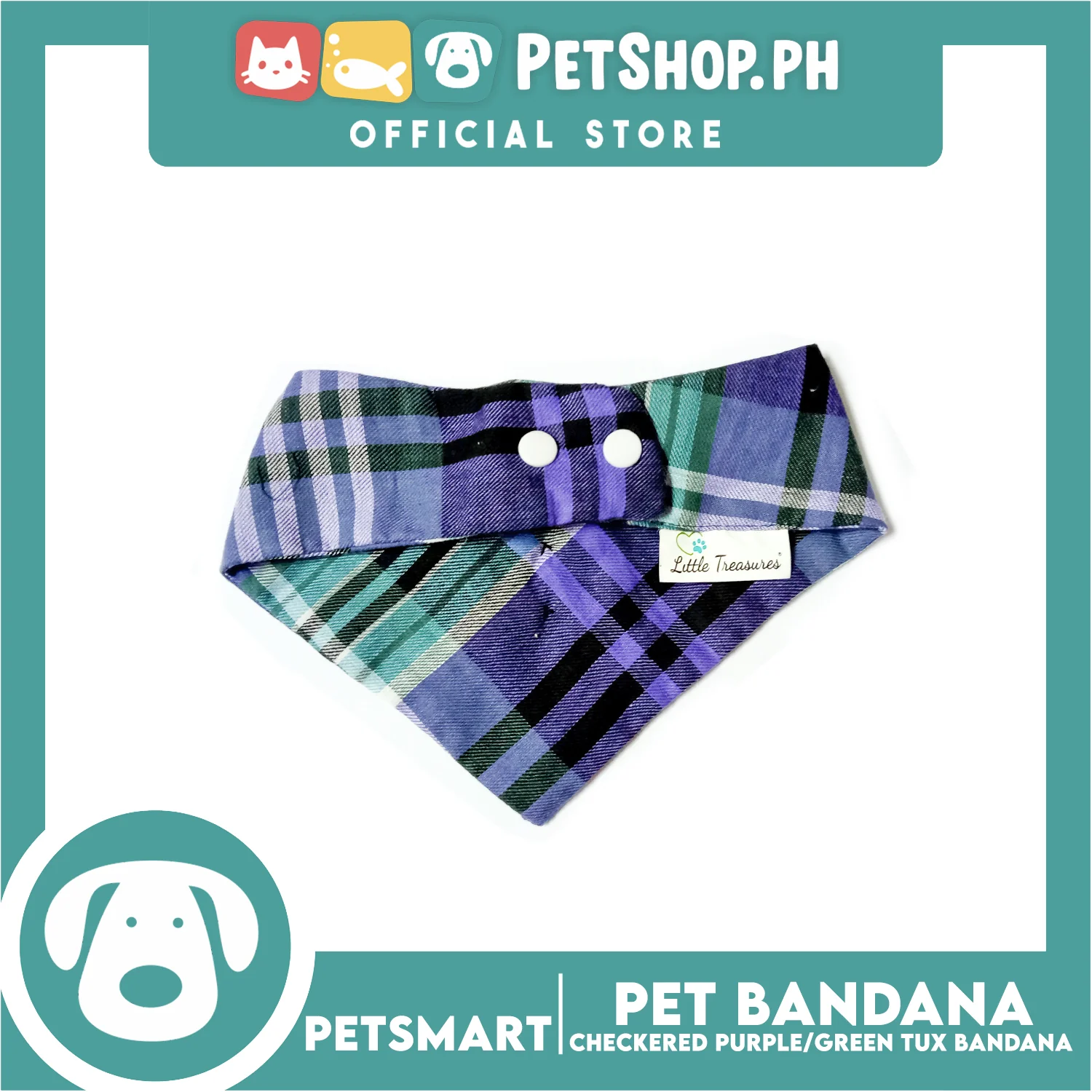 Pet Bandana Collar Scarf Checkered Purple Green Tux Bandana DB-CTN33XS (Extra Small) Perfect Fit For Dogs And Cats, Breathable, Soft Lightweight, Fashionable Pet Bandana - Image 5