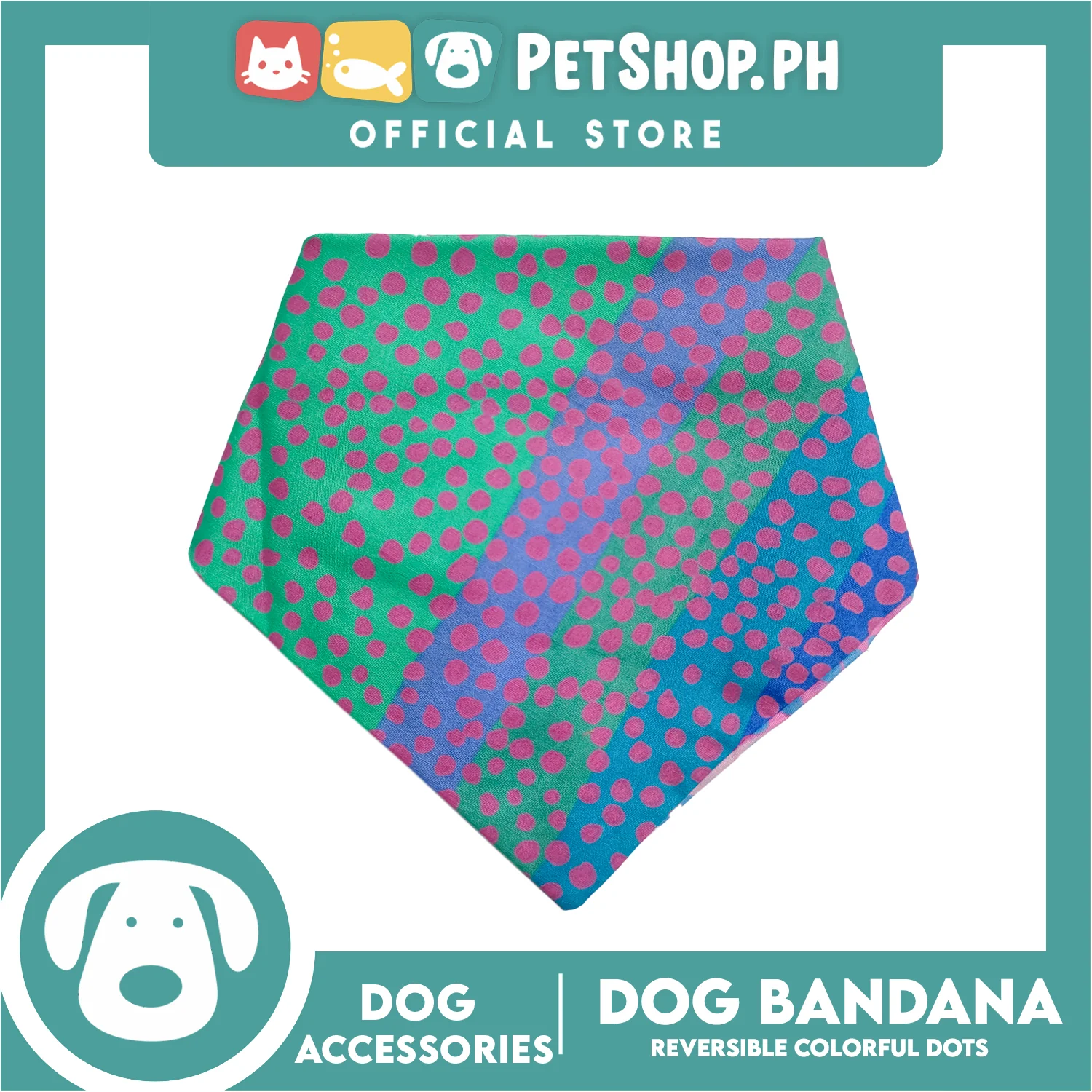 Pet Bandana Collar Scarf Reversible Colorful With Dots Designs DB-CTN25S (Small) Perfect Fit For Dogs And Cats, Breathable, Soft Lightweight Pet Bandana - Image 3