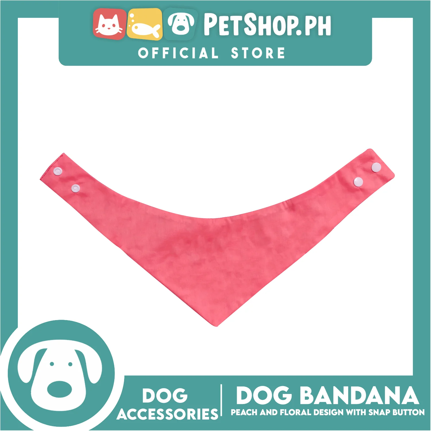 Pet Bandana Collar Scarf Reversible Tangerine With Pink Floral Collar Designs DB-CTN27M (Medium) Perfect Fit For Dogs And Cats, Breathable, Soft Lightweight Pet Bandana - Image 2