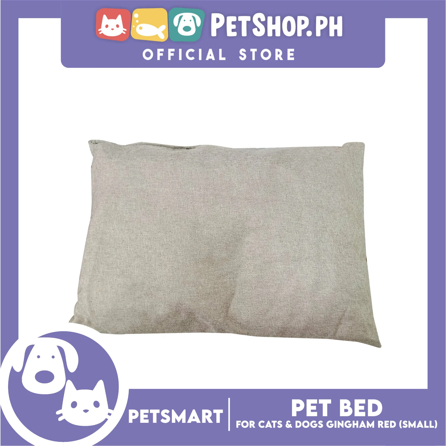 Pet Bed Cat Dog Bed Washable Gingham Red (Small) with removable cushion - Image 5