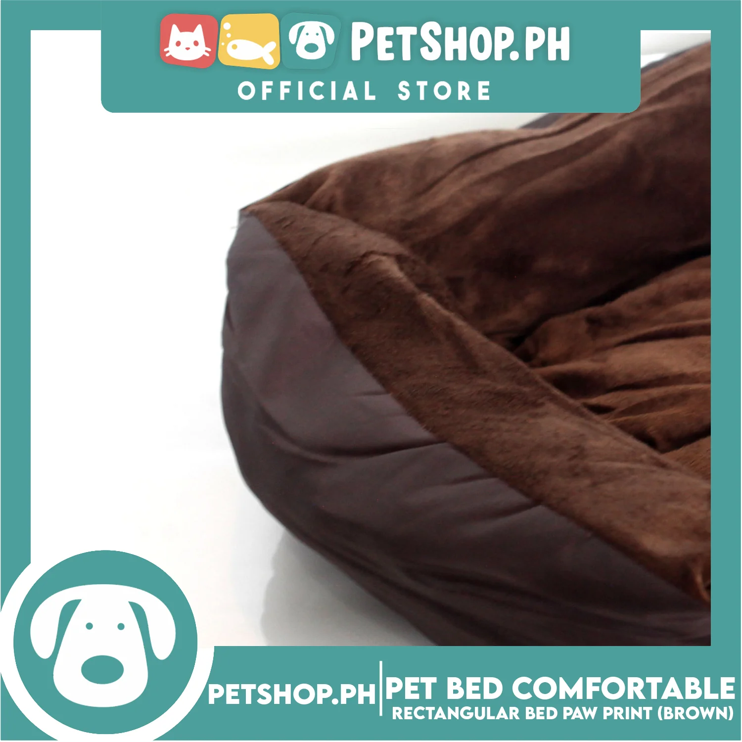 Pet Bed Comfortable Rectangular Pet Bed with Paw Print 50x40x12cm Small for Dogs & Cats (Brown) - Image 5