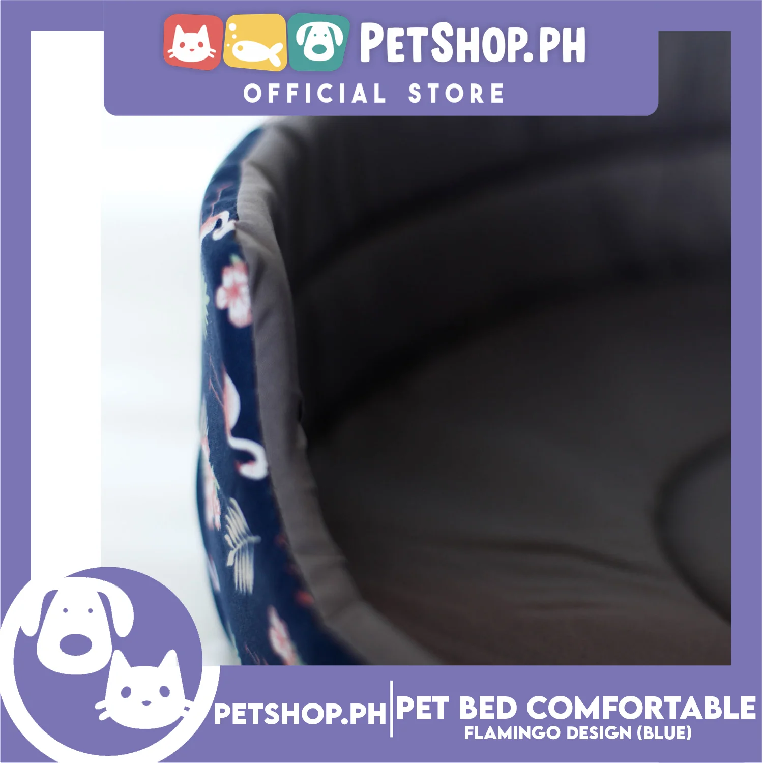 Pet Bed Comfortable Sleeping Bed with Flamingo Design 30x22x9cm for Dogs & Cats Blue - Image 6