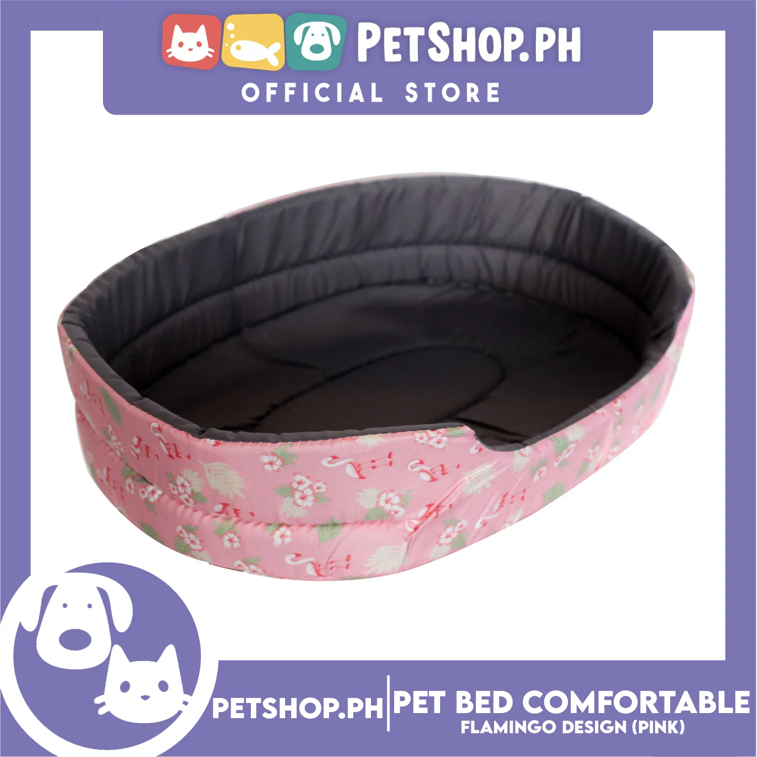 Pet Bed Comfortable Sleeping Bed with Flamingo Design 50x40x12cm for Dogs & Cats Pink - Image 2