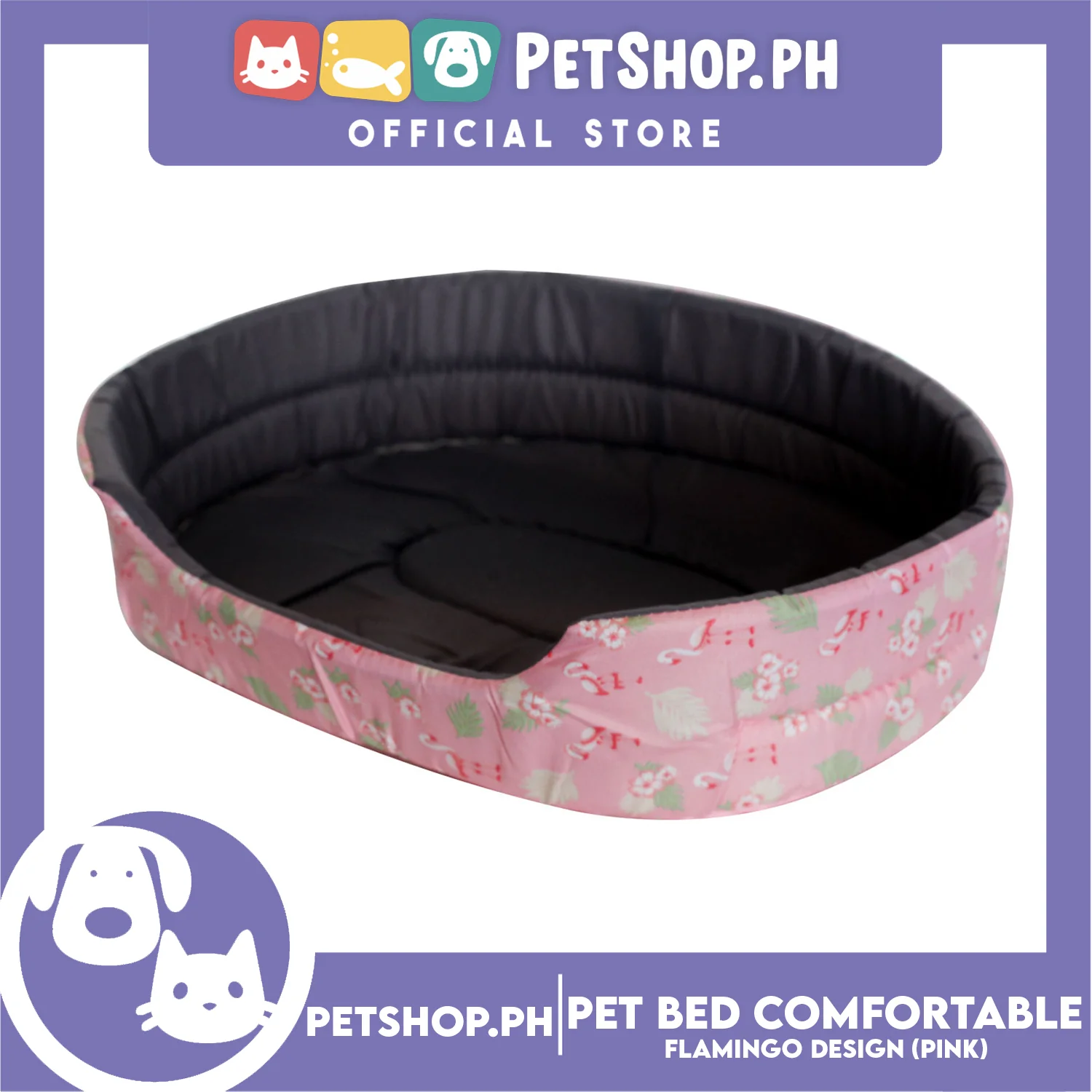 Pet Bed Comfortable Sleeping Bed with Flamingo Design 50x40x12cm for Dogs & Cats Pink - Image 3