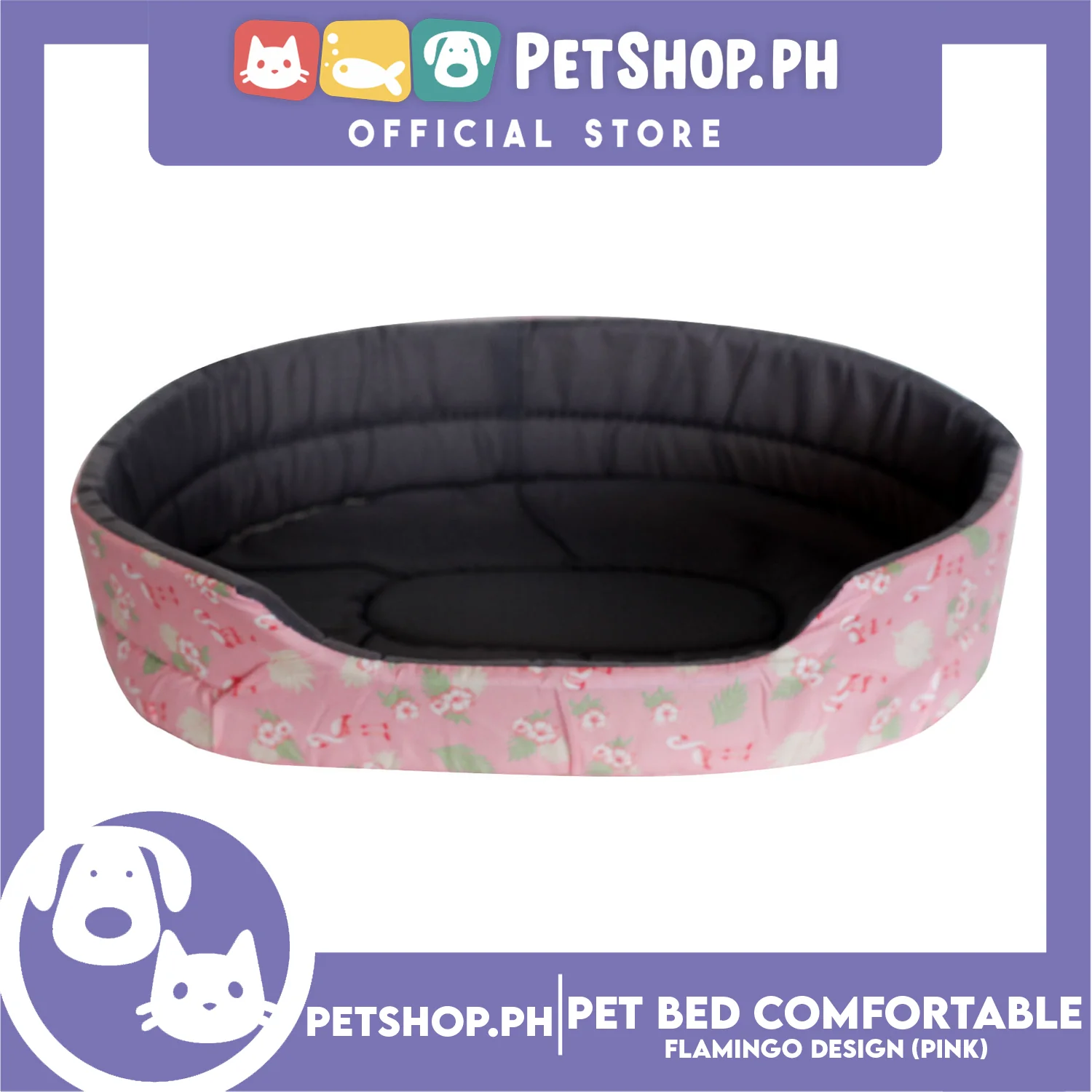 Pet Bed Comfortable Sleeping Bed with Flamingo Design 50x40x12cm for Dogs & Cats Pink - Image 4
